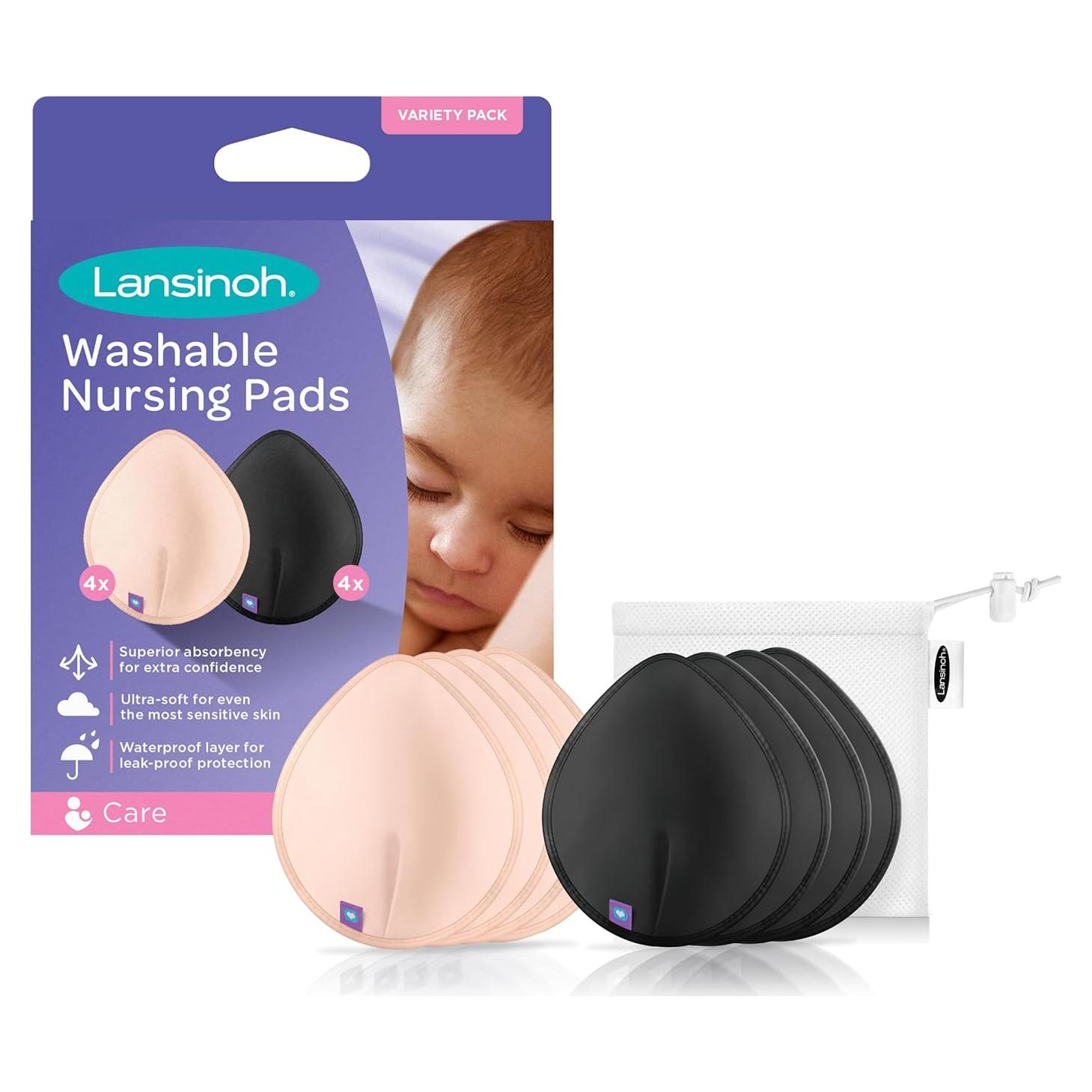 Almohadillas de Lactancia Reutilizables Lansinoh 8 Piezas Rosa y Negro