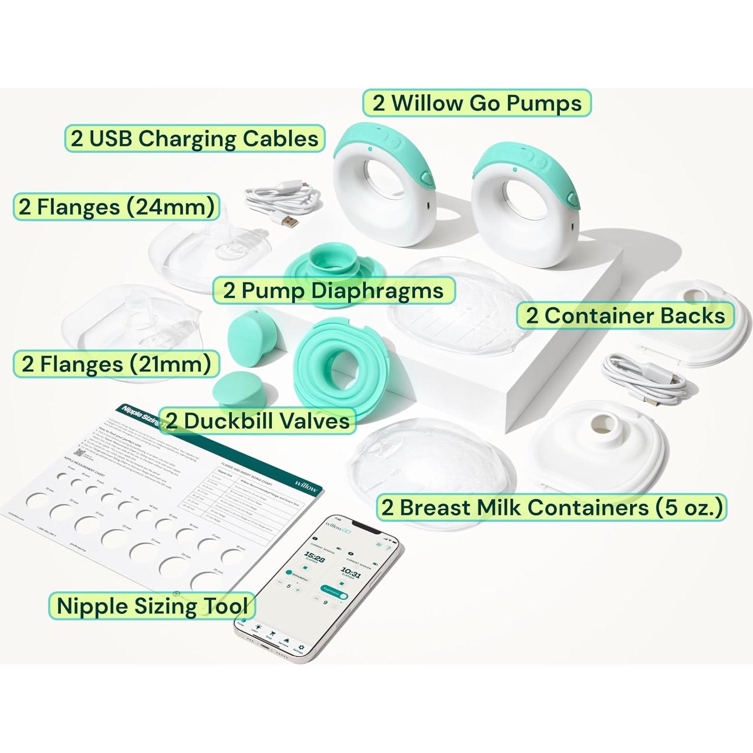 Extractor de Leche Doble Willow Go Portátil Eléctrico 148 ml