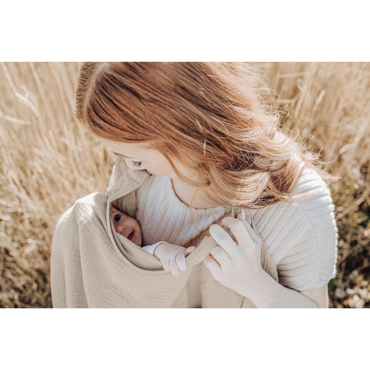 Cubierta de Lactancia Konssy 100% Algodón Transpirable Trigo