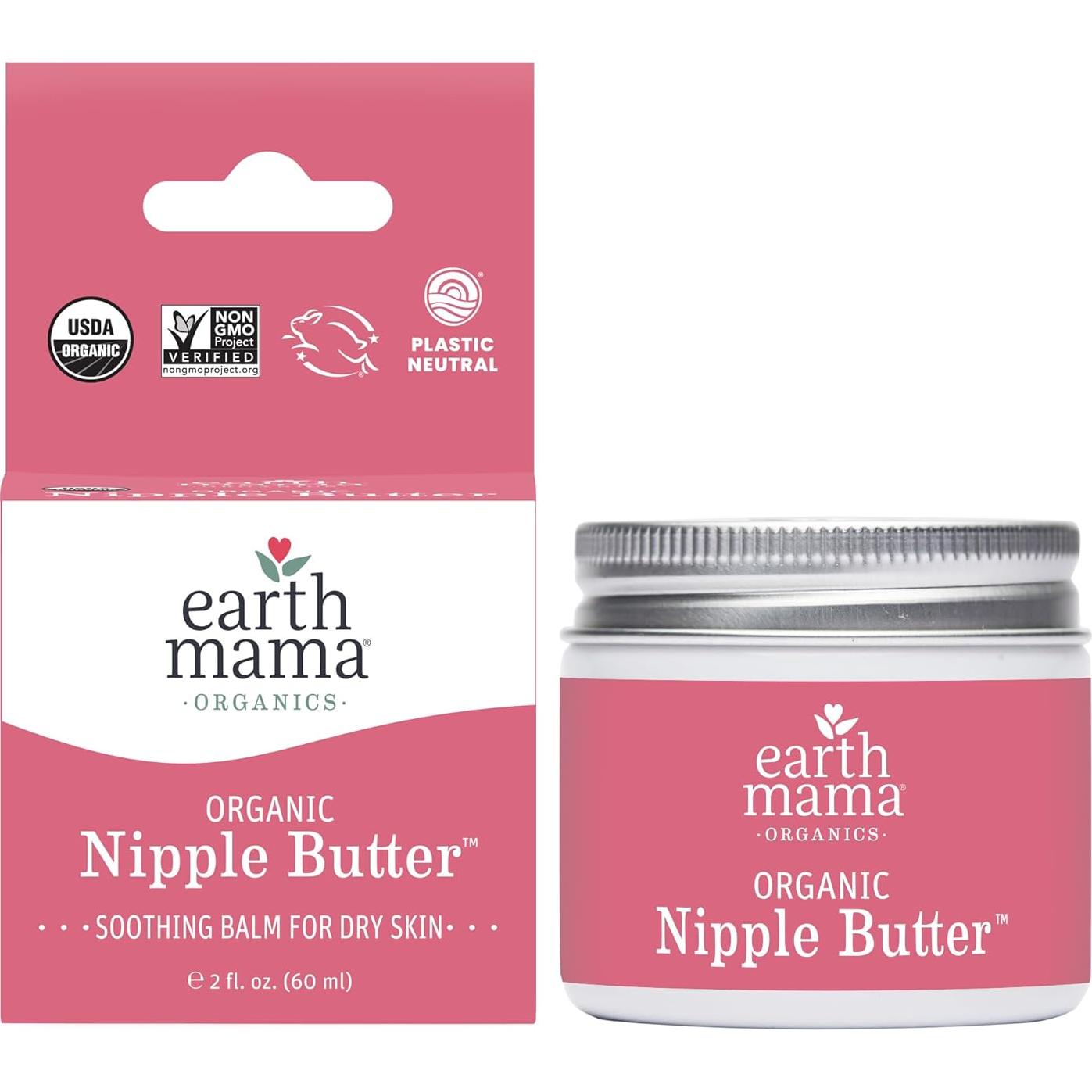 Mantequilla de Pezón Orgánica Earth Mama 90g + Bálsamo para Pañales 90g