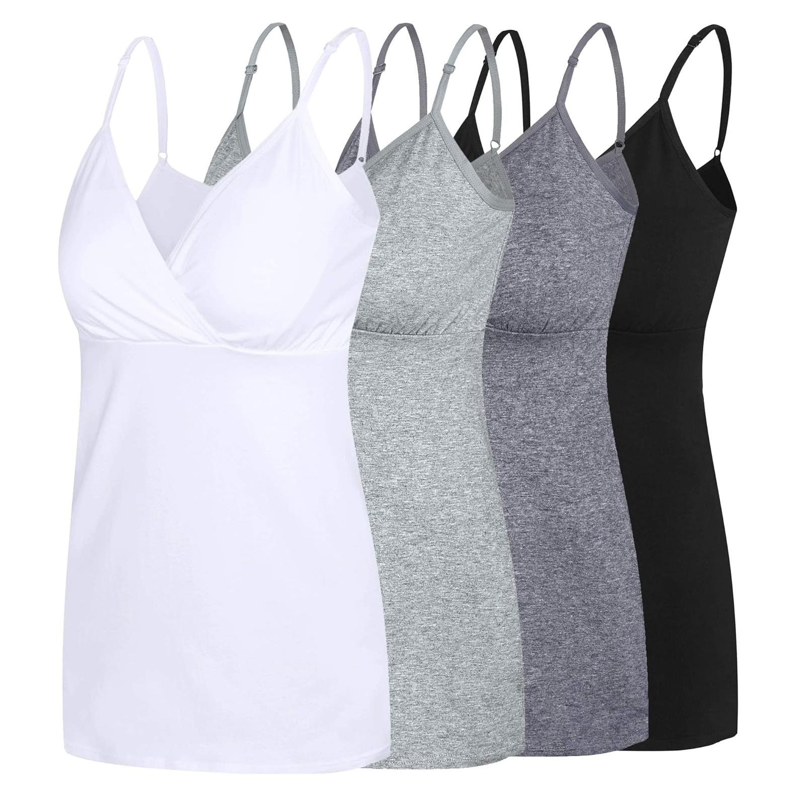 Camisetas de Maternidad SUIEK Algodón para Lactancia 4 Pcs