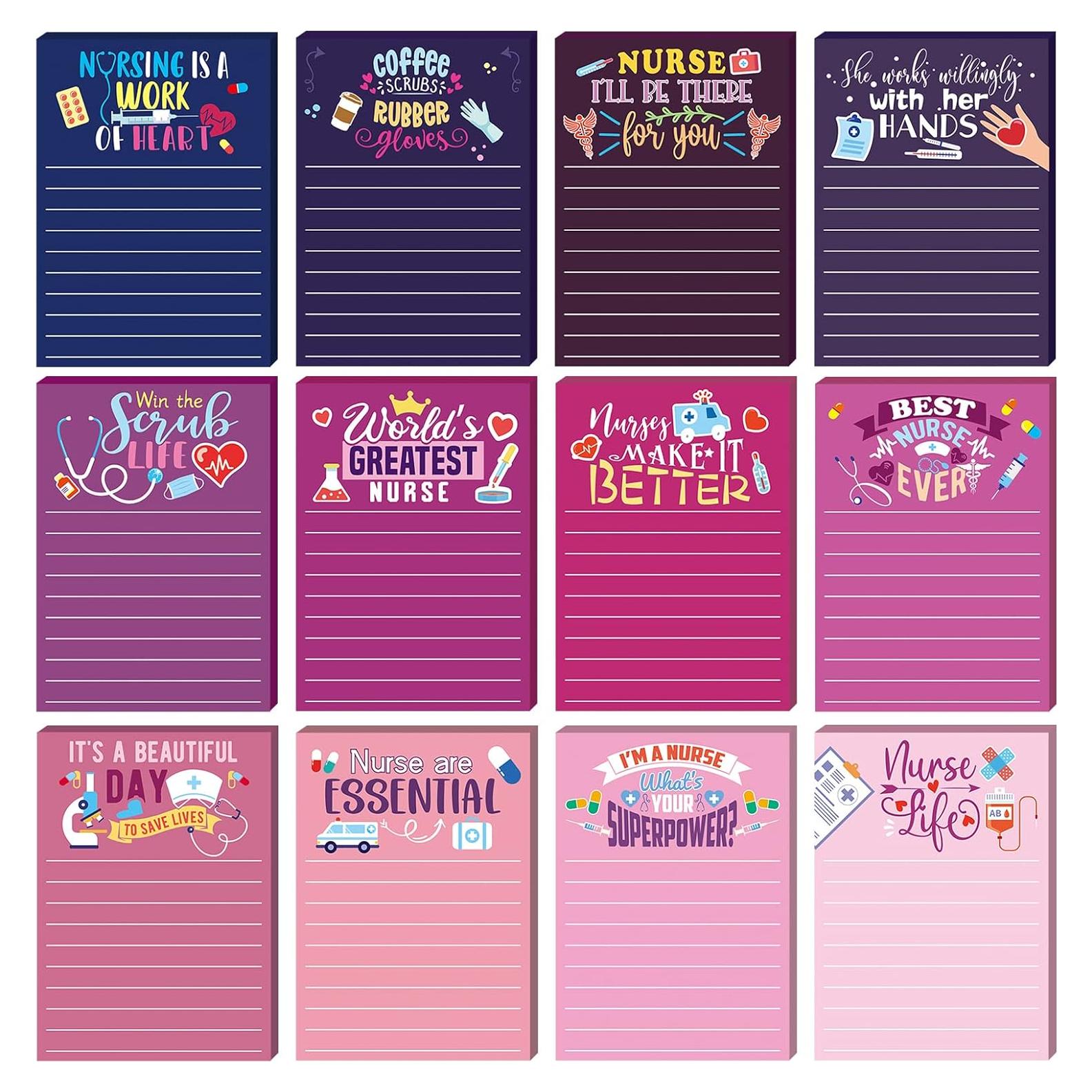 Bloc de Notas Adhesivos para Enfermeras Eaasty - 12 Pcs 10x14 cm