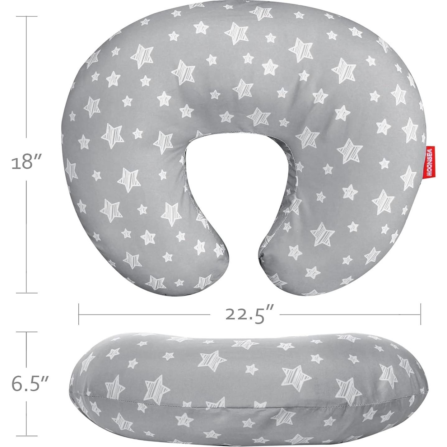 Funda de Almohada de Lactancia Moonsea Gris Estrella Suave