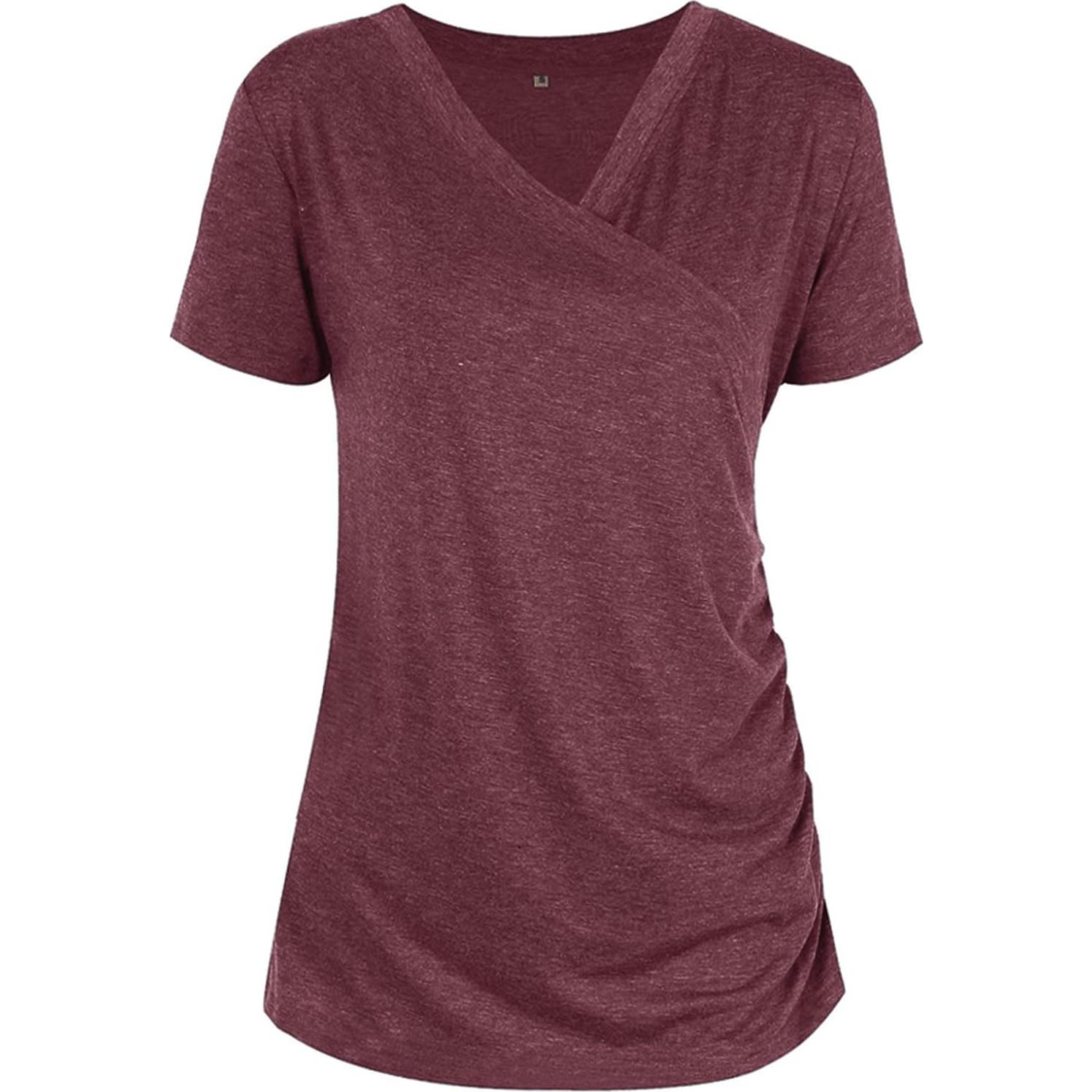 Camisetas de Lactancia Liu & Qu para Mujeres Manga Corta V Cuello