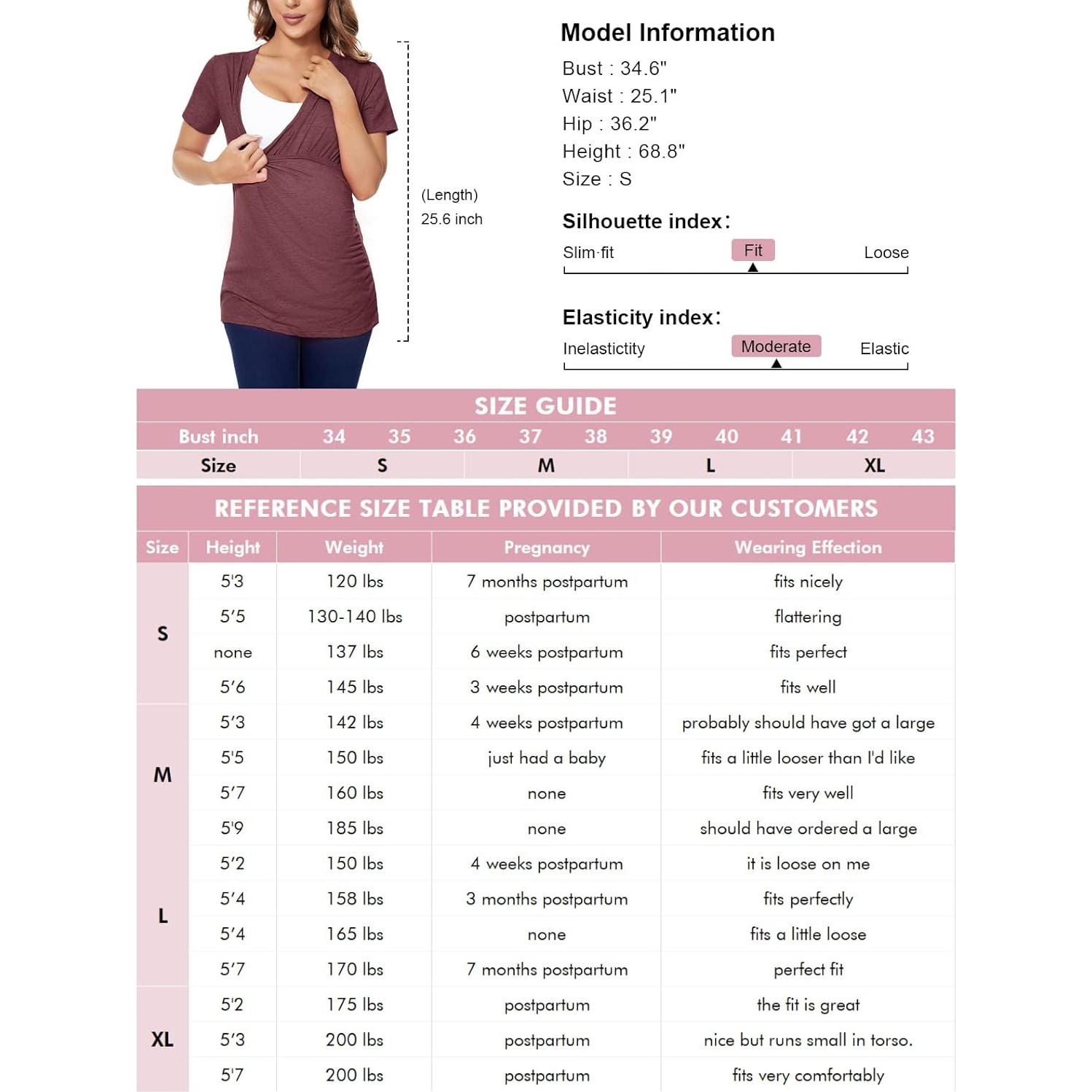 Camisetas de Lactancia Liu & Qu para Mujeres Manga Corta V Cuello