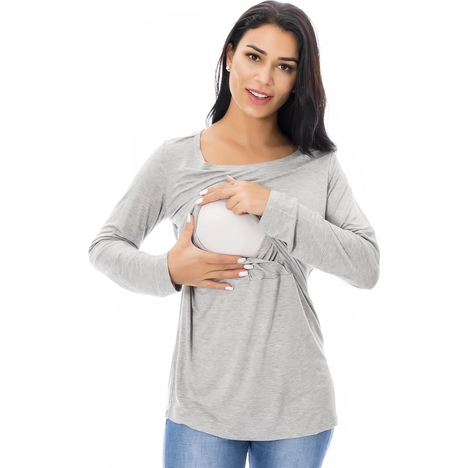 Camisetas de Lactancia Manga Larga 3-Pack Smallshow Mujeres