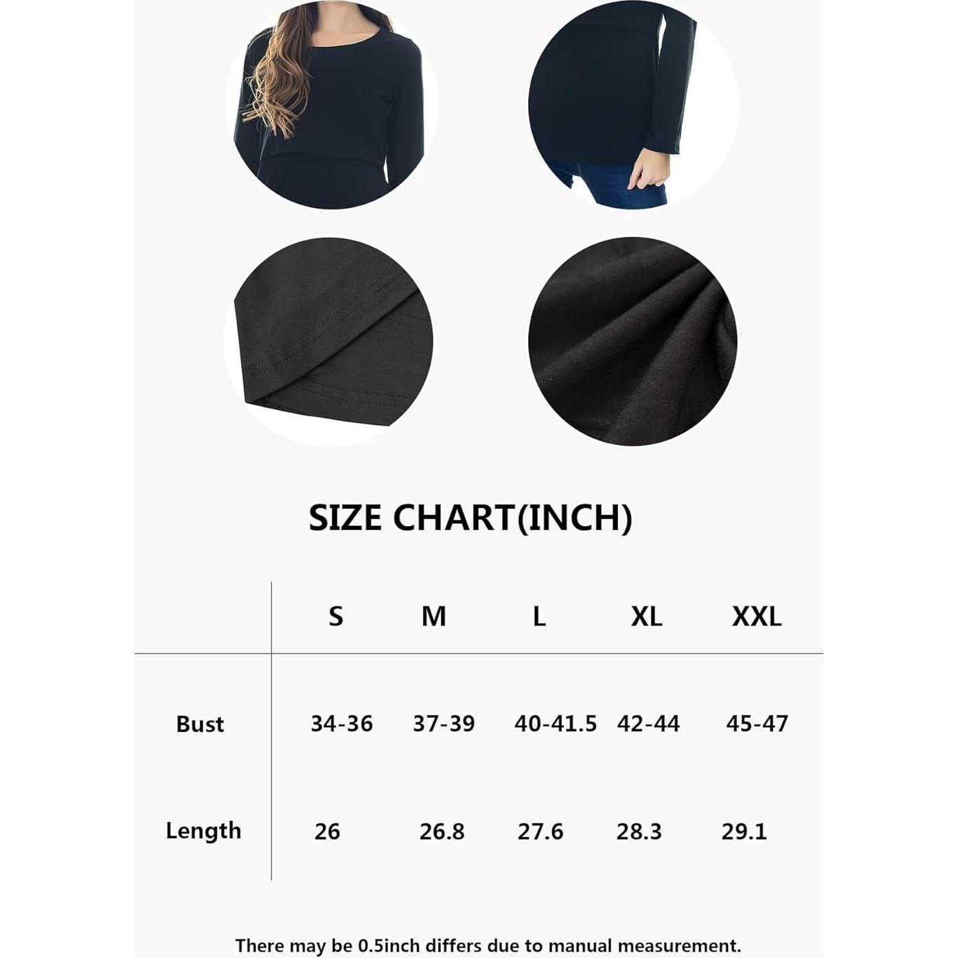 Camisetas de Lactancia Manga Larga 3-Pack Smallshow Mujeres