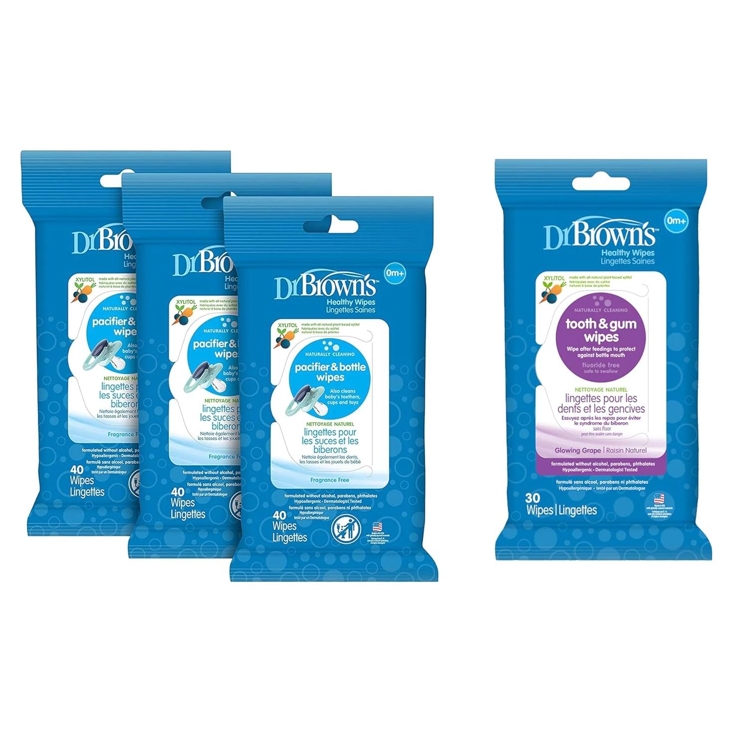 Toallitas para Biberones y Dientes Dr. Brown 120 Unidades