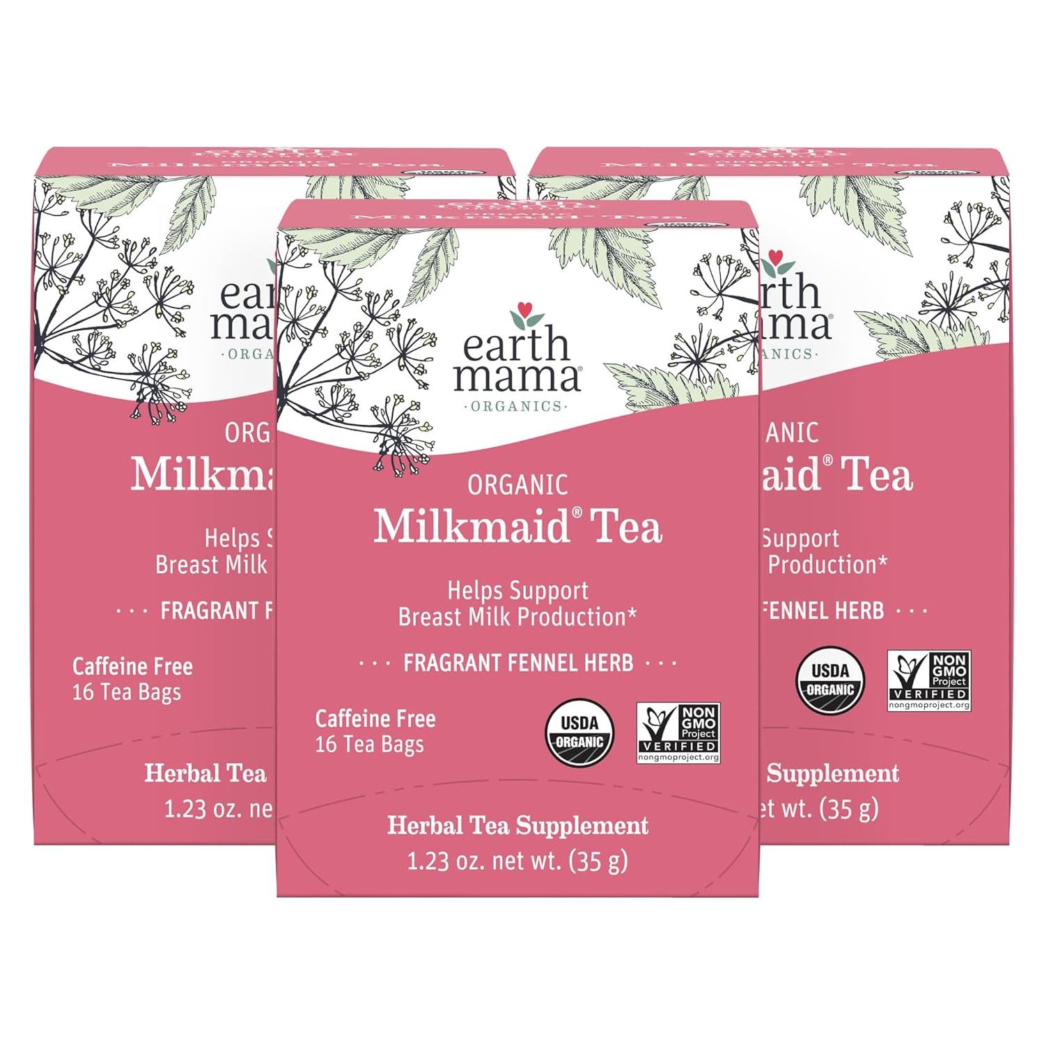 Té de Lactancia Orgánico Milkmaid Earth Mama - 16 Bolsitas x 3