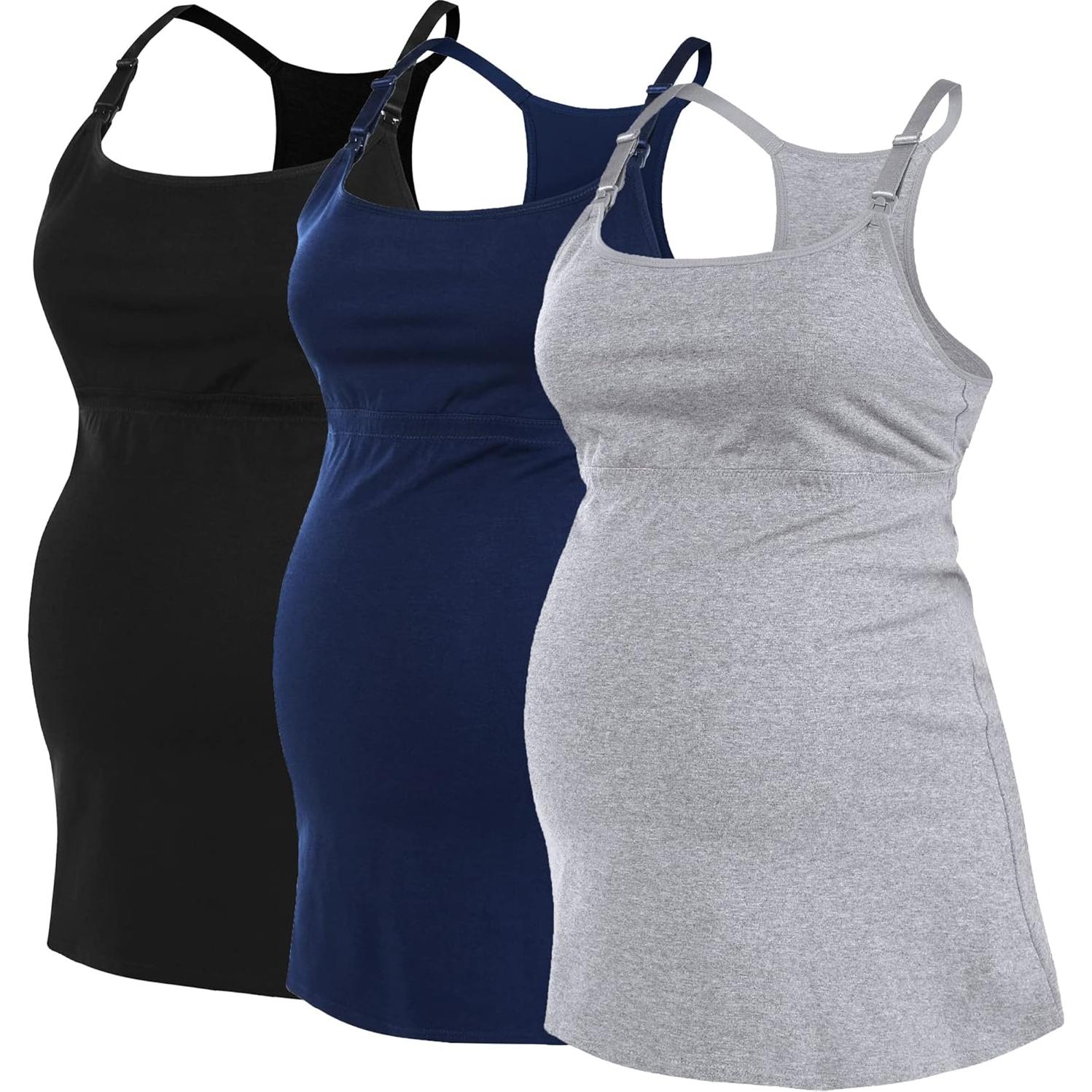 Camisetas de Maternidad de Algodón SUIEK 3-Pack Lactancia