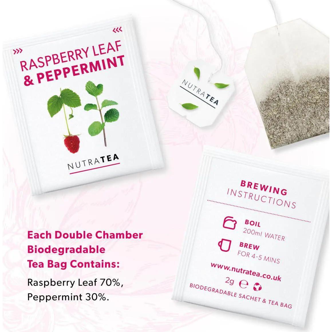 Té Herbal Nutra Tea Hoja de Frambuesa y Menta - 20 Bolsitas