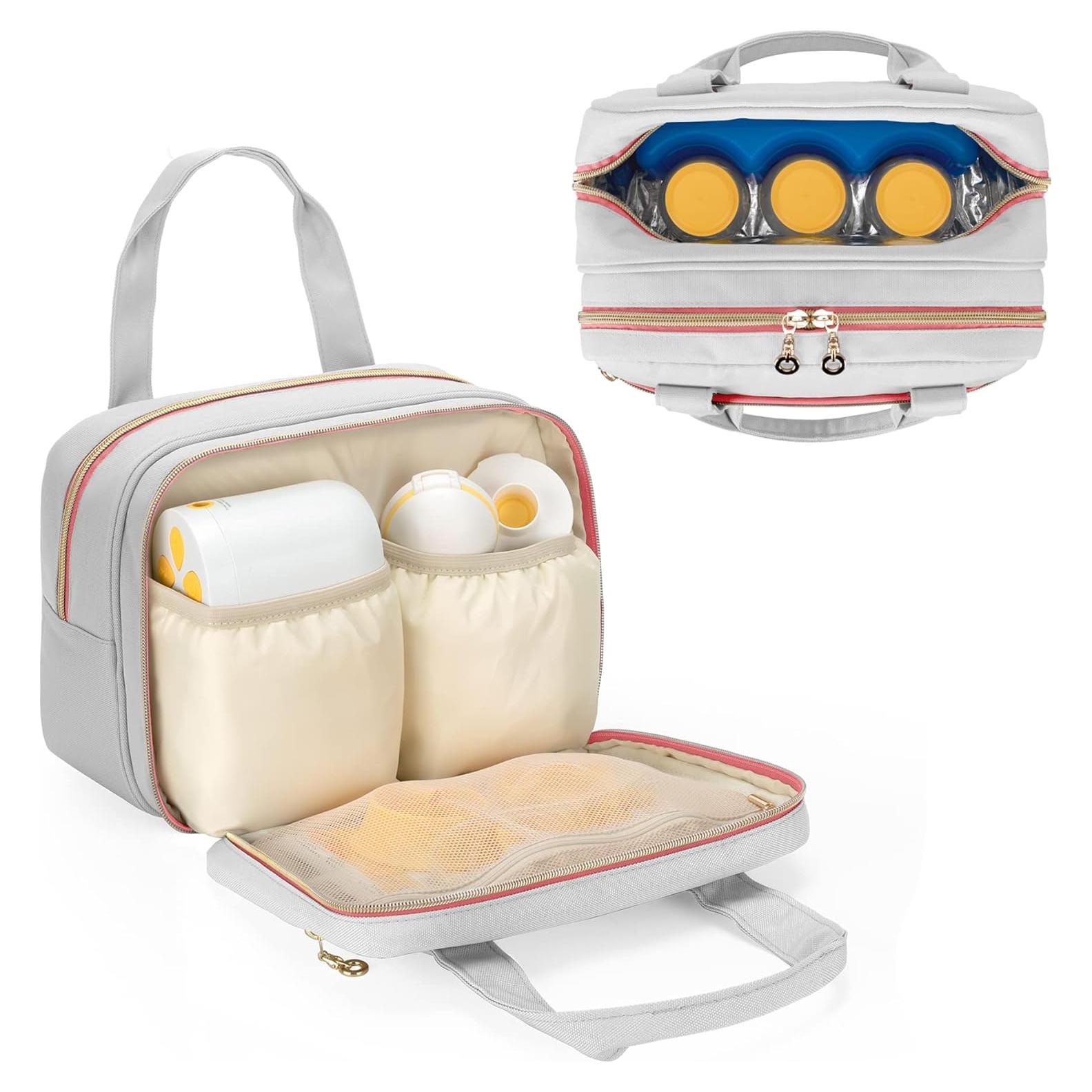Bolsa de Transporte para Extractor de Leche Damero Gris Rosa