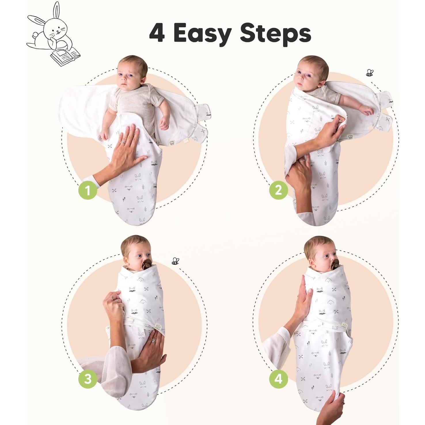 KeaBabies Saco de Sueño Orgánico 3-Pack para Bebés 0-3 Meses