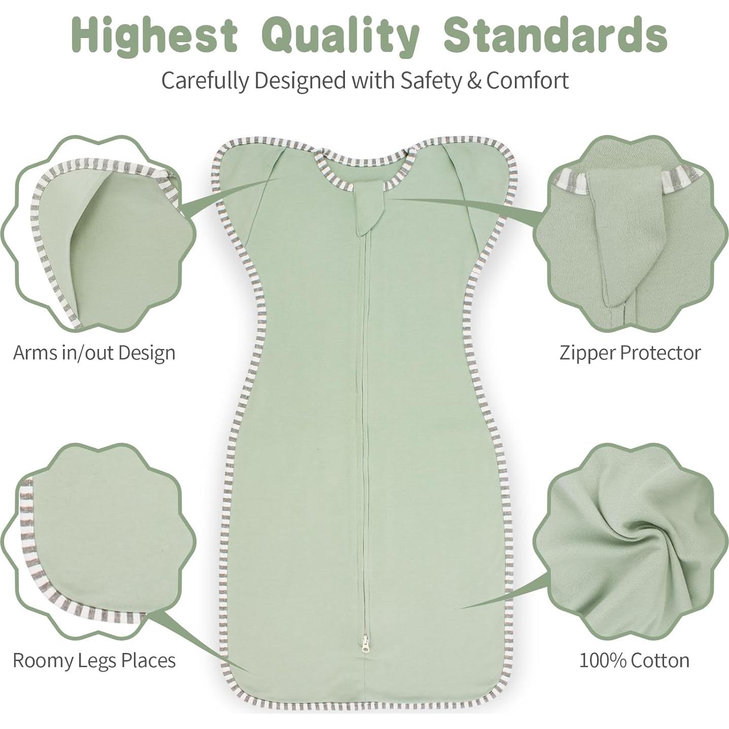 Saco de Sueño Roksuma 3-6 Meses 100% Algodón Paquete de 2