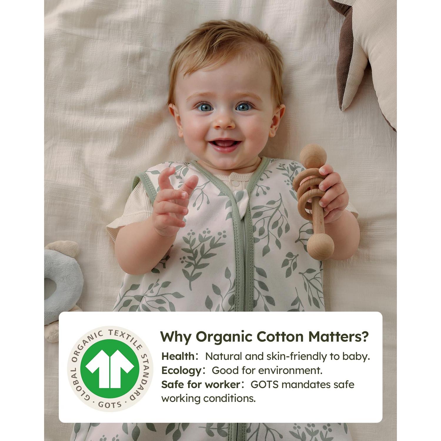 Saco de Sueño para Bebés Yoofoss 6-12 Meses 100% Algodón Orgánico