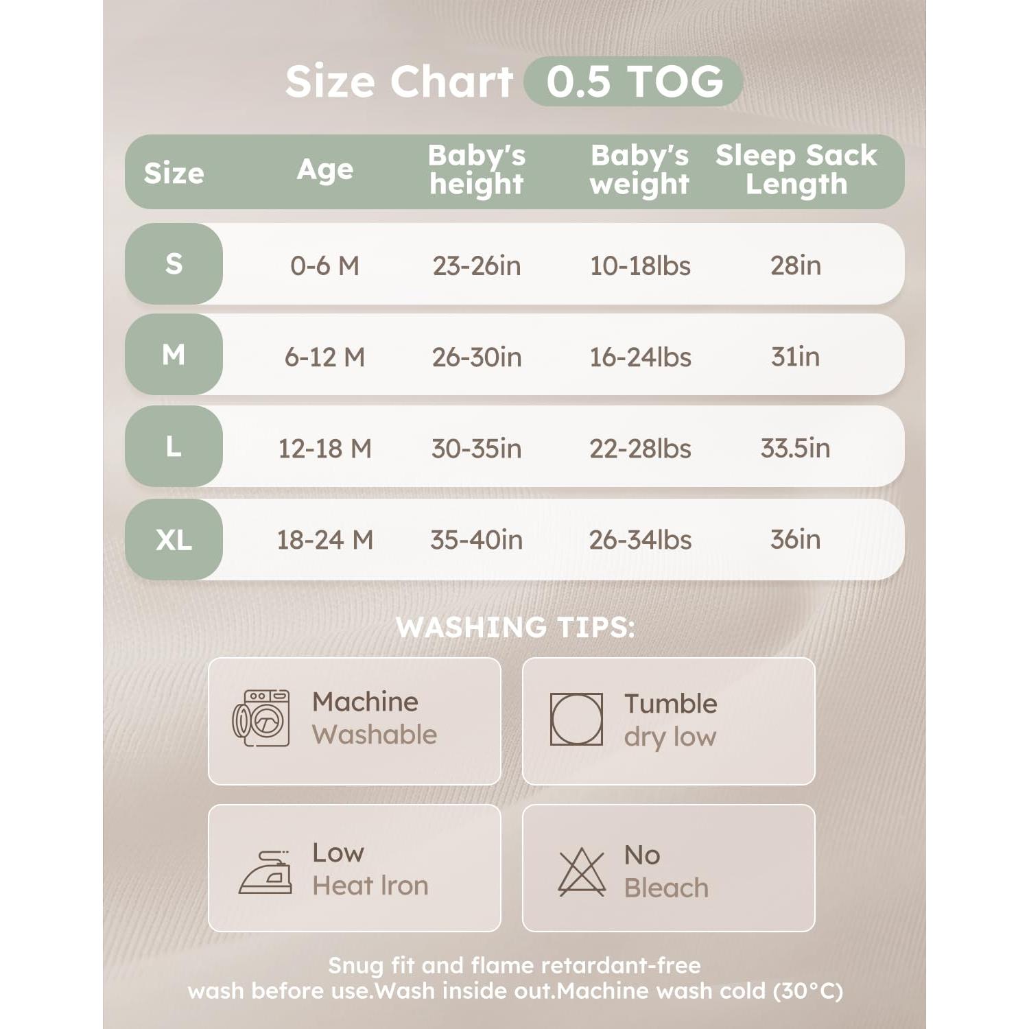 Saco de Sueño para Bebés Yoofoss 6-12 Meses 100% Algodón Orgánico