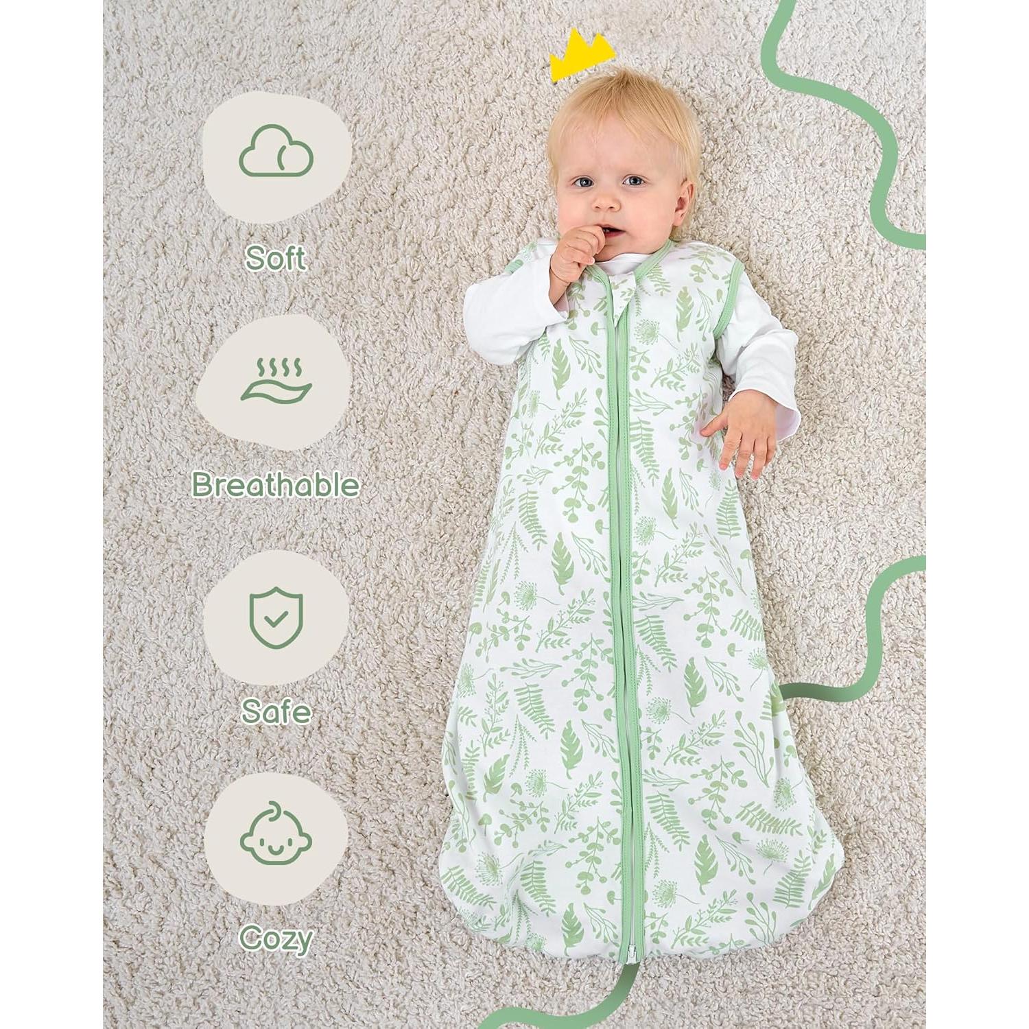 Saco de Sueño para Bebés 6-12 Meses Algodón Orgánico Verde