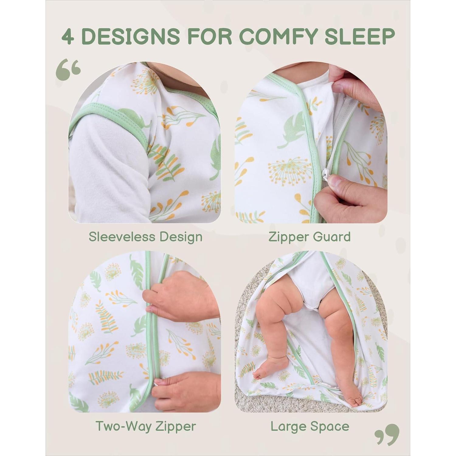 Saco de Sueño para Bebés 6-12 Meses Algodón Orgánico Verde