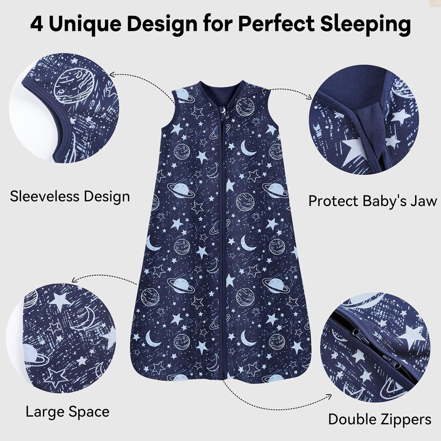 Saco de Sueño para Bebés Unnivoll 6-12 Meses 100% Algodón 3 Pzs