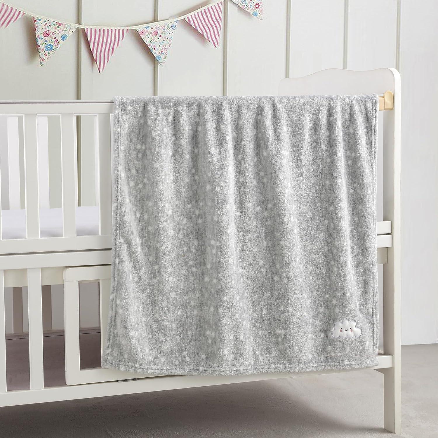 Manta Suave CREVENT 76x102 cm Nube Gris para Bebés y Niños