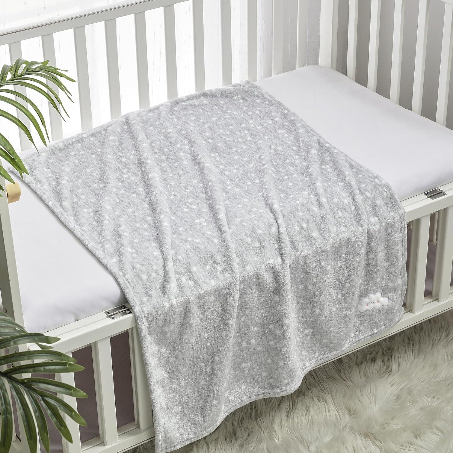 Manta Suave CREVENT 76x102 cm Nube Gris para Bebés y Niños