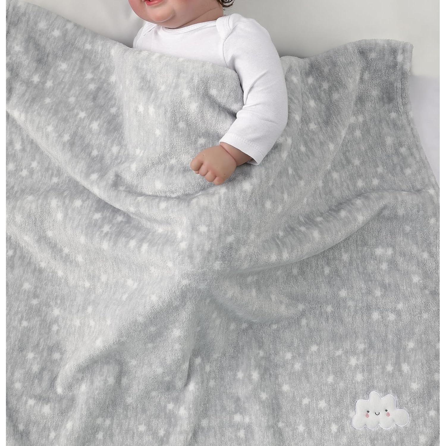 Manta Suave CREVENT 76x102 cm Nube Gris para Bebés y Niños