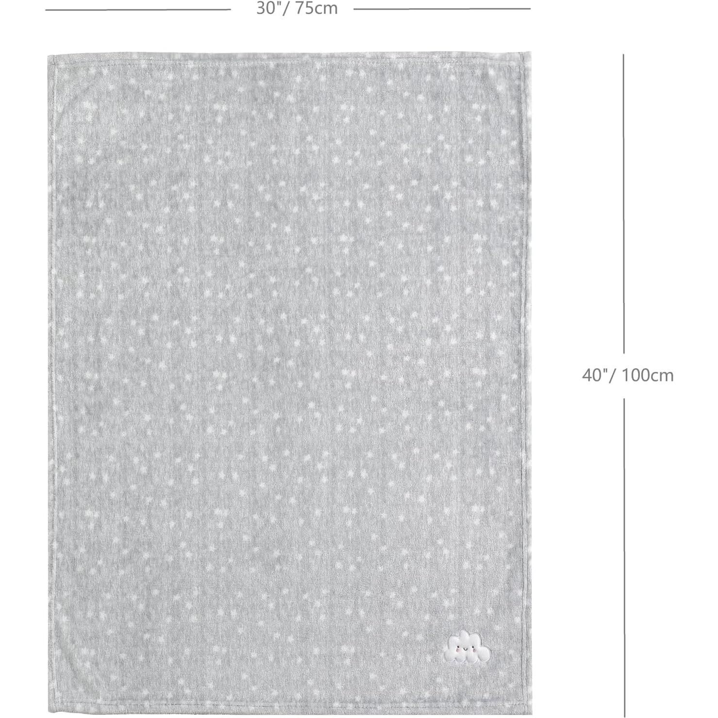 Manta Suave CREVENT 76x102 cm Nube Gris para Bebés y Niños