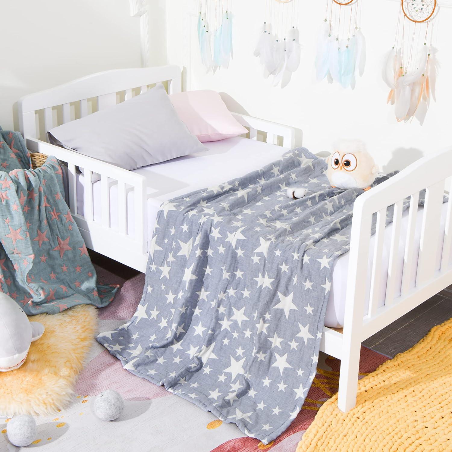 Manta de Algodón Muselina NTBAY 76x102 cm Azul Estrellas