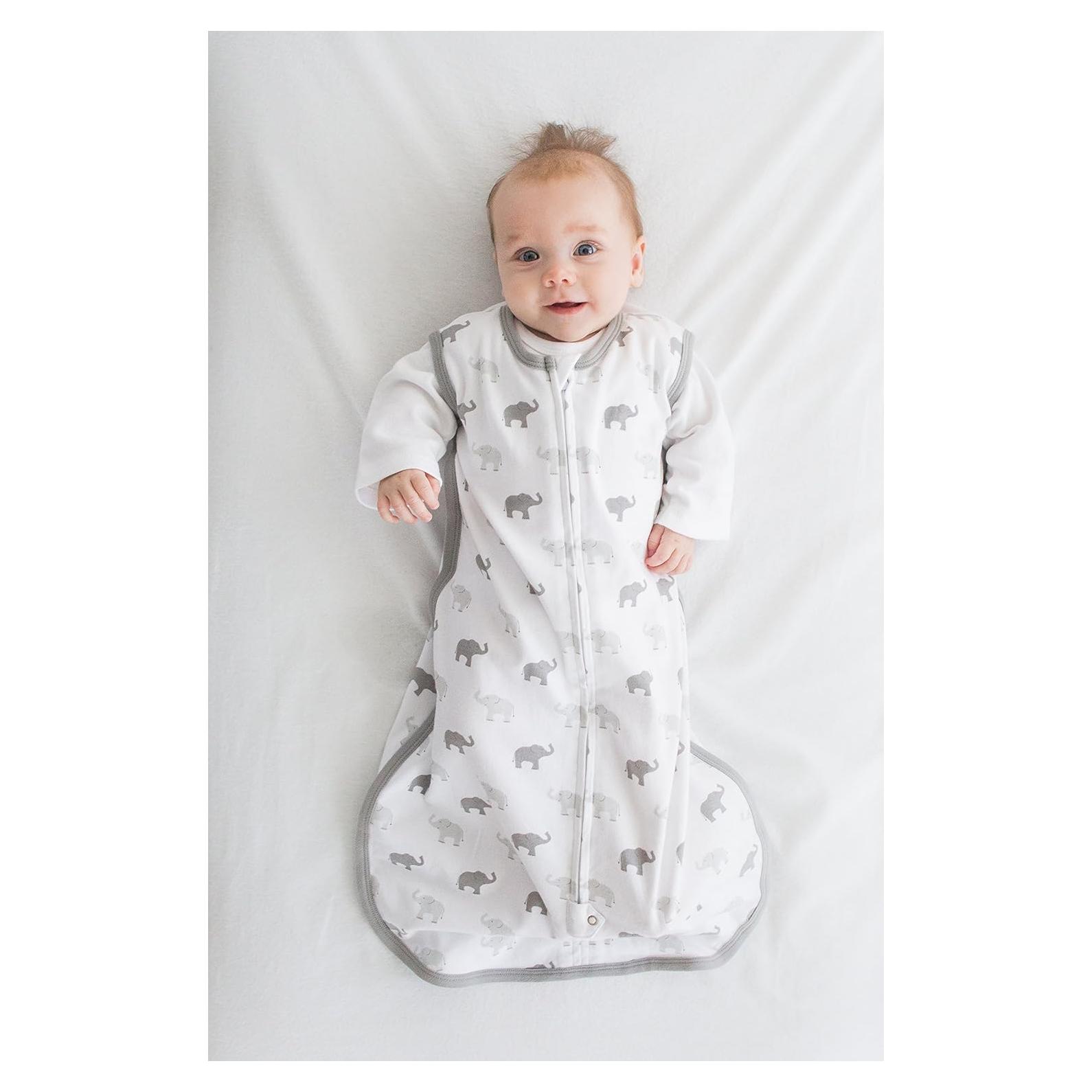 Saco de dormir de algodón Amazing Baby Elefantes 0-6 meses