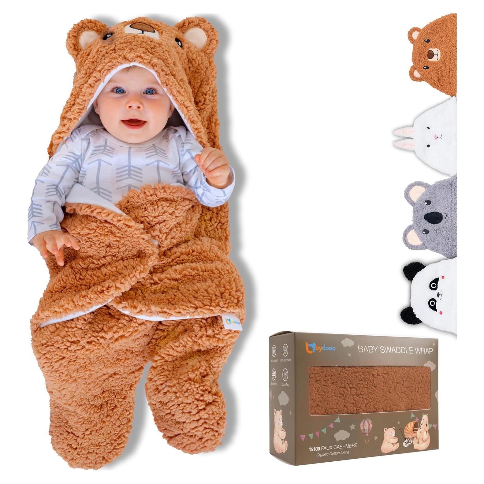 Manta de Envolver para Bebé BYDOOO Oso 0-6 Meses Orgánica Suave