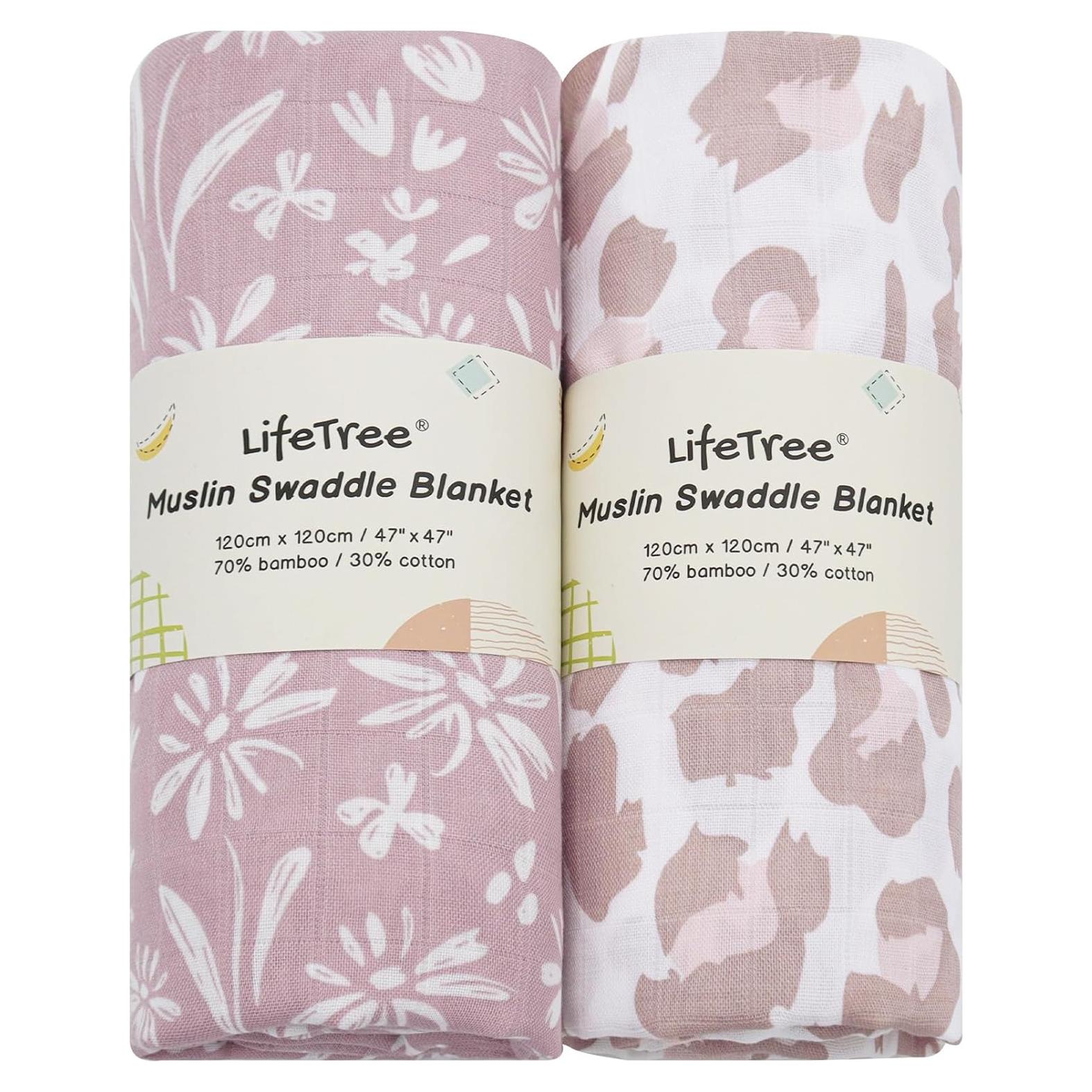 Mantas de Envolver LifeTree para Niña 120x120 cm Floral y Leopardo