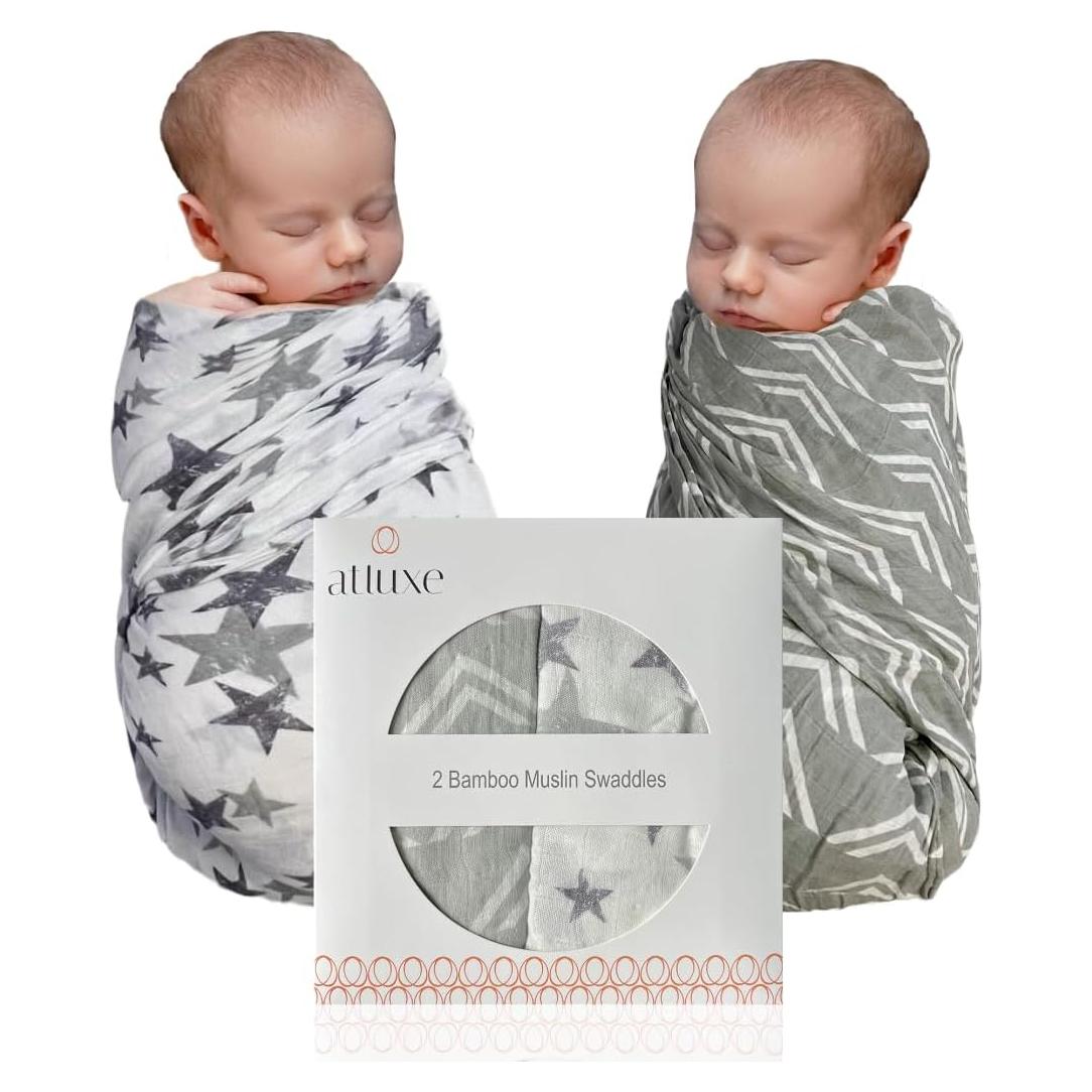 Manta de Envolver para Bebé Atluxe - 2 Piezas Muselina 120x120cm