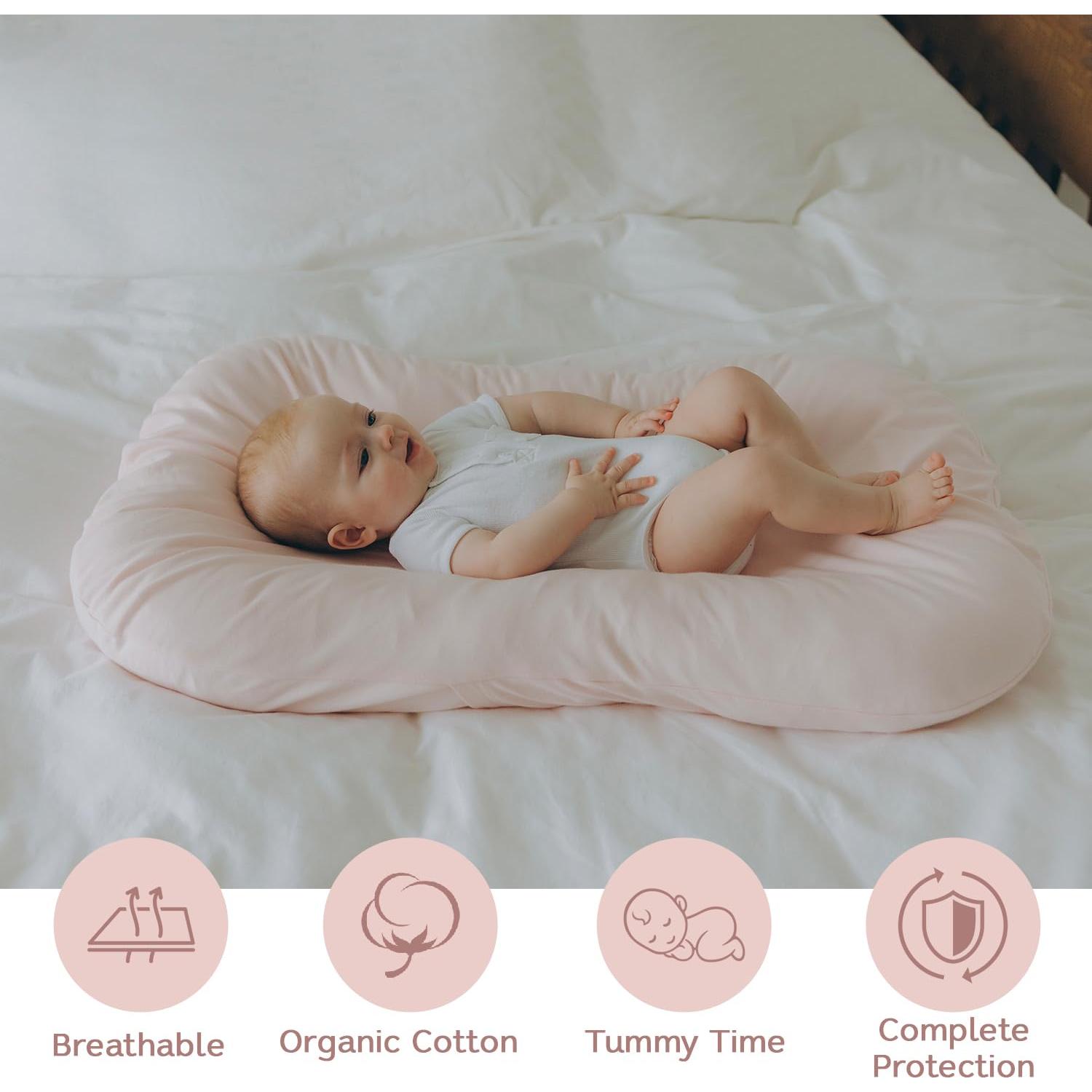 Cuna Aila + Aiden de Algodón Orgánico Rosa - Portátil y Ajustable