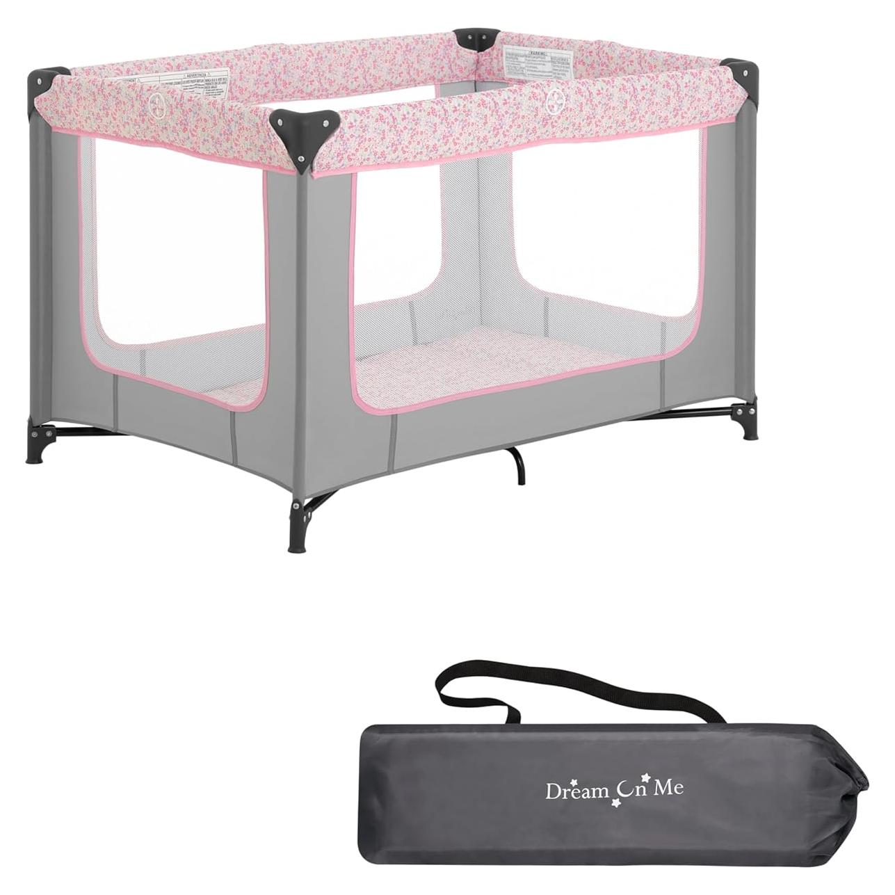 Cuna Portátil Dream On Me Zodiak Gris y Rosa, Ligera y Plegable