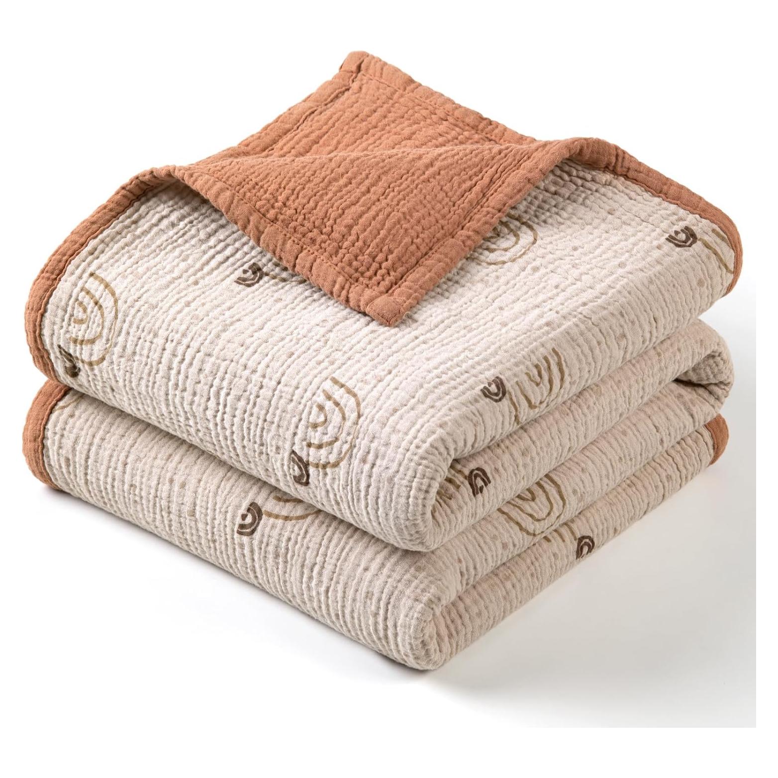 Manta de Muselina Lulumoon 100% Algodón 119x119 cm Reversible