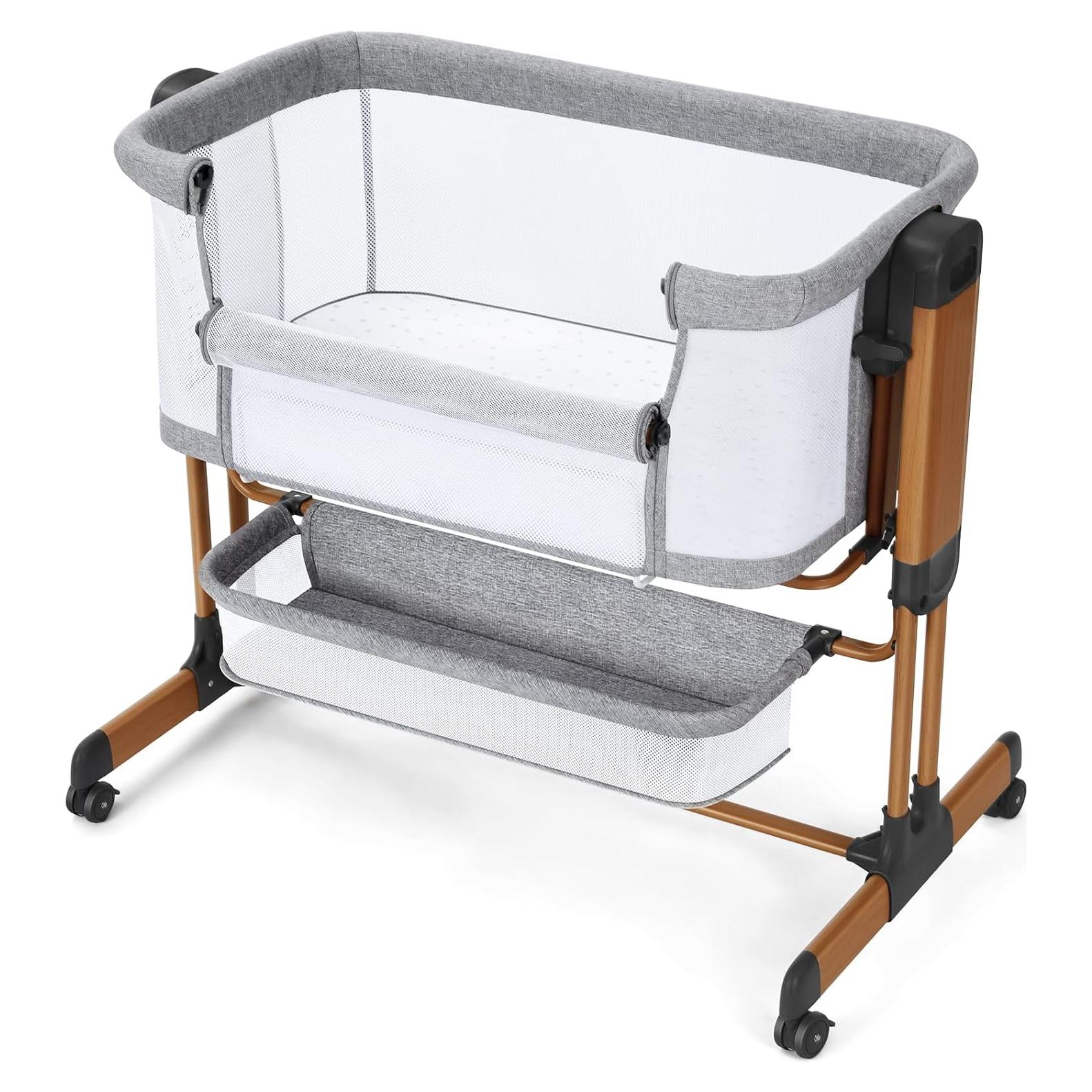 Cuna Mecedora 3 en 1 Ezebaby Gris Medio Ajustable con Ruedas