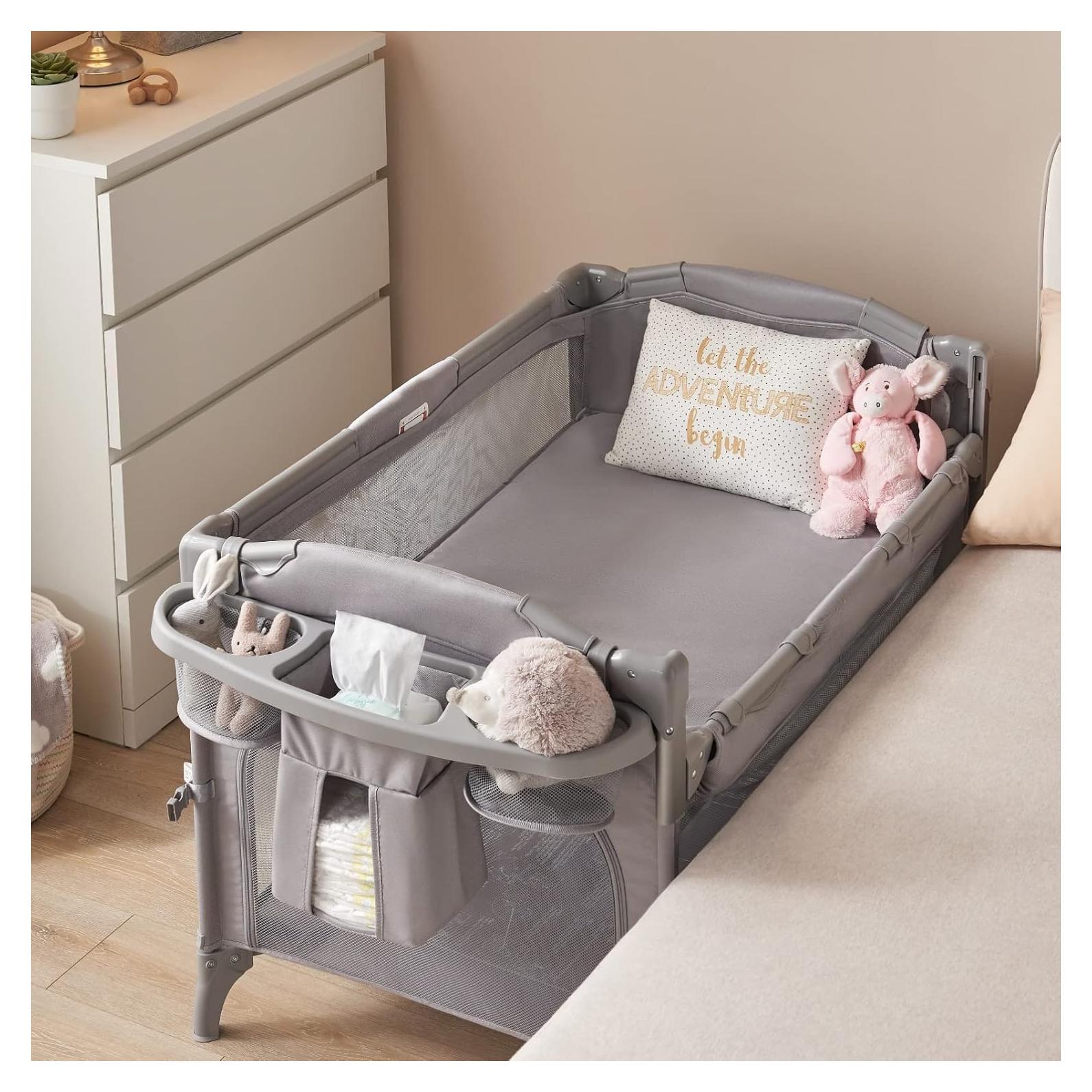 Cuna Lateral 4 en 1 BEKA Gris - Cuna, Parque y Mesa de Cambio