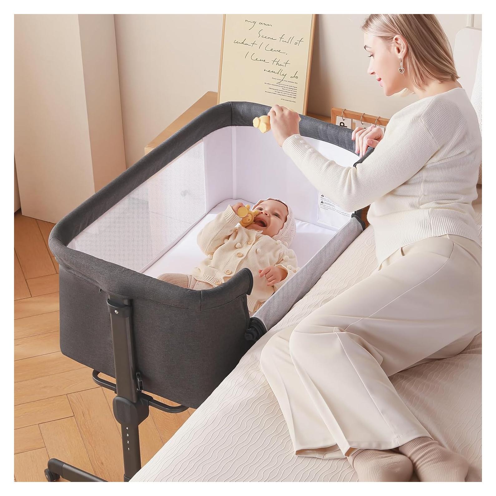 Cuna Larex 3 en 1 para Bebés Ajustable 7 Alturas Gris Oscuro