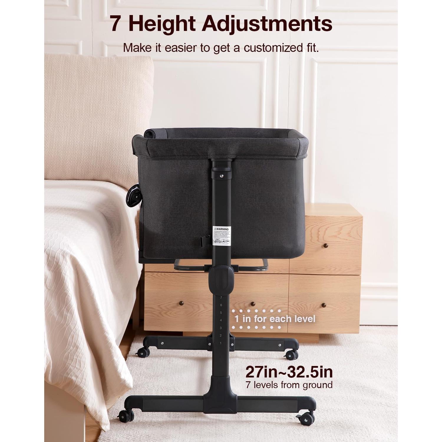 Cuna Larex 3 en 1 para Bebés Ajustable 7 Alturas Gris Oscuro