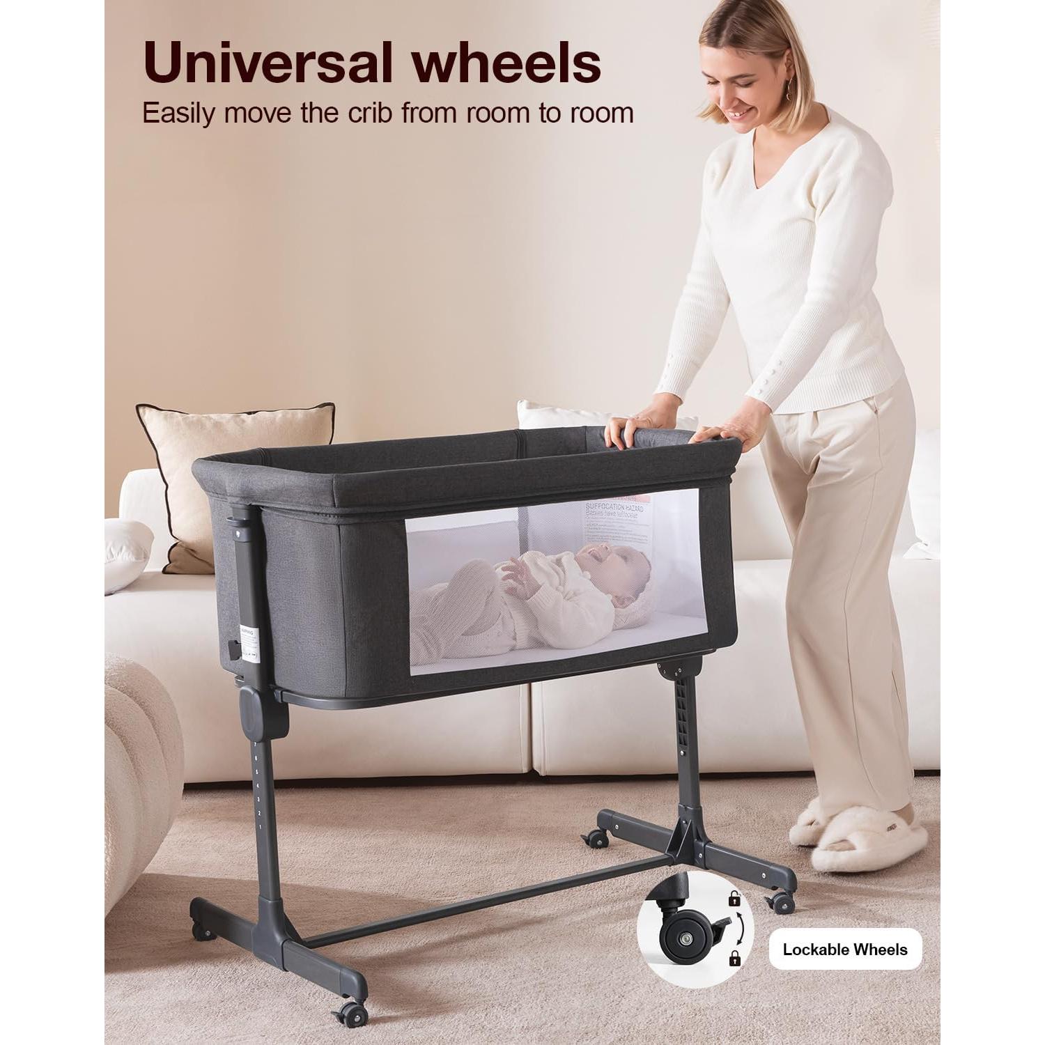 Cuna Larex 3 en 1 para Bebés Ajustable 7 Alturas Gris Oscuro