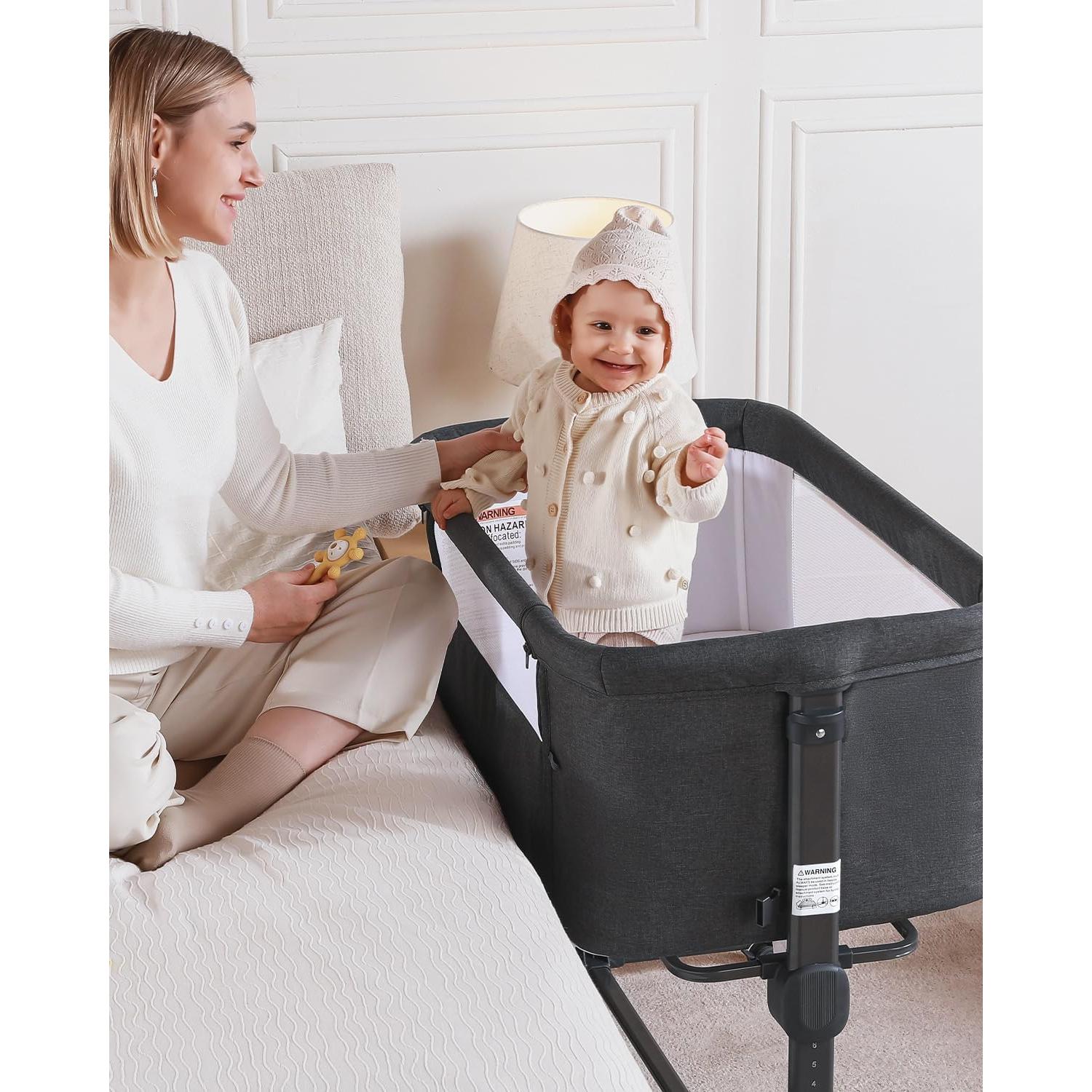 Cuna Larex 3 en 1 para Bebés Ajustable 7 Alturas Gris Oscuro