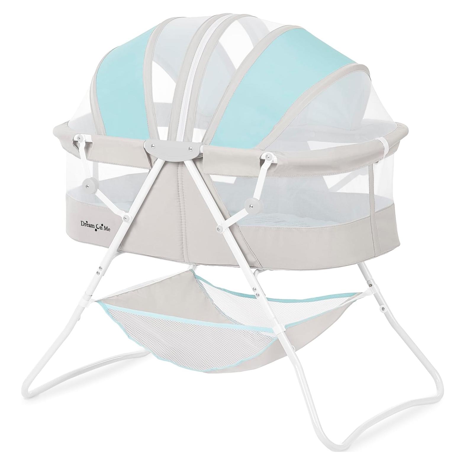 Cuna Portátil Dream On Me Karley Azul y Gris, Ligera y Ajustable