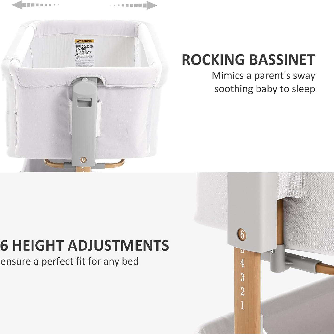 Cuna 3 en 1 LovliTod Baby Gris Claro Ajustable 6 Alturas