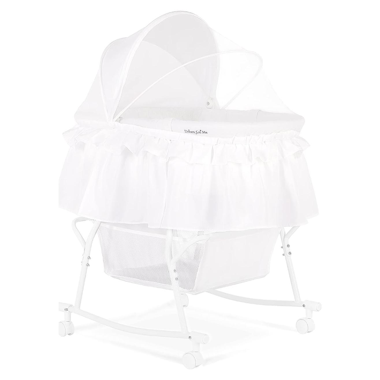 Cuna Portátil Dream On Me Lacy 2 en 1 Blanca con Dosel