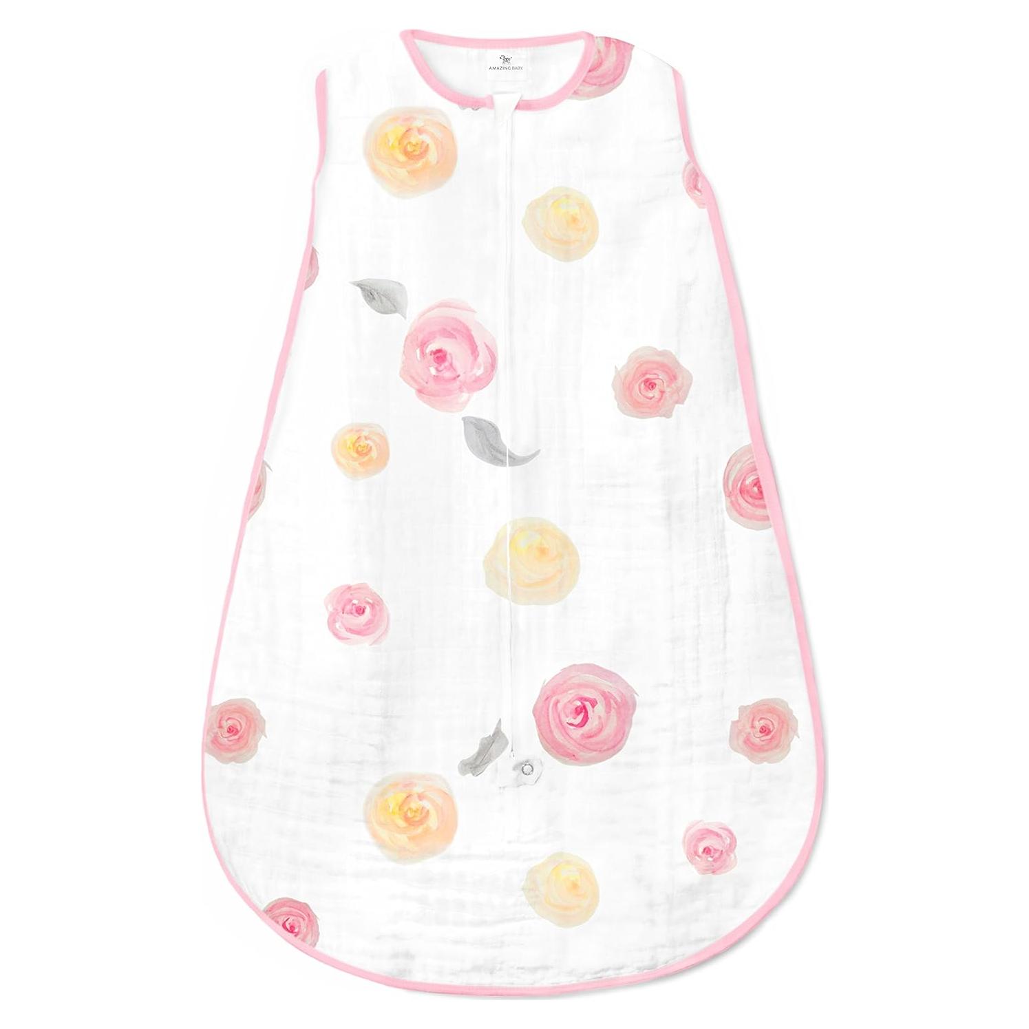 Saco de dormir de muselina SwaddleDesigns grande rosas acuarela 12-18 meses