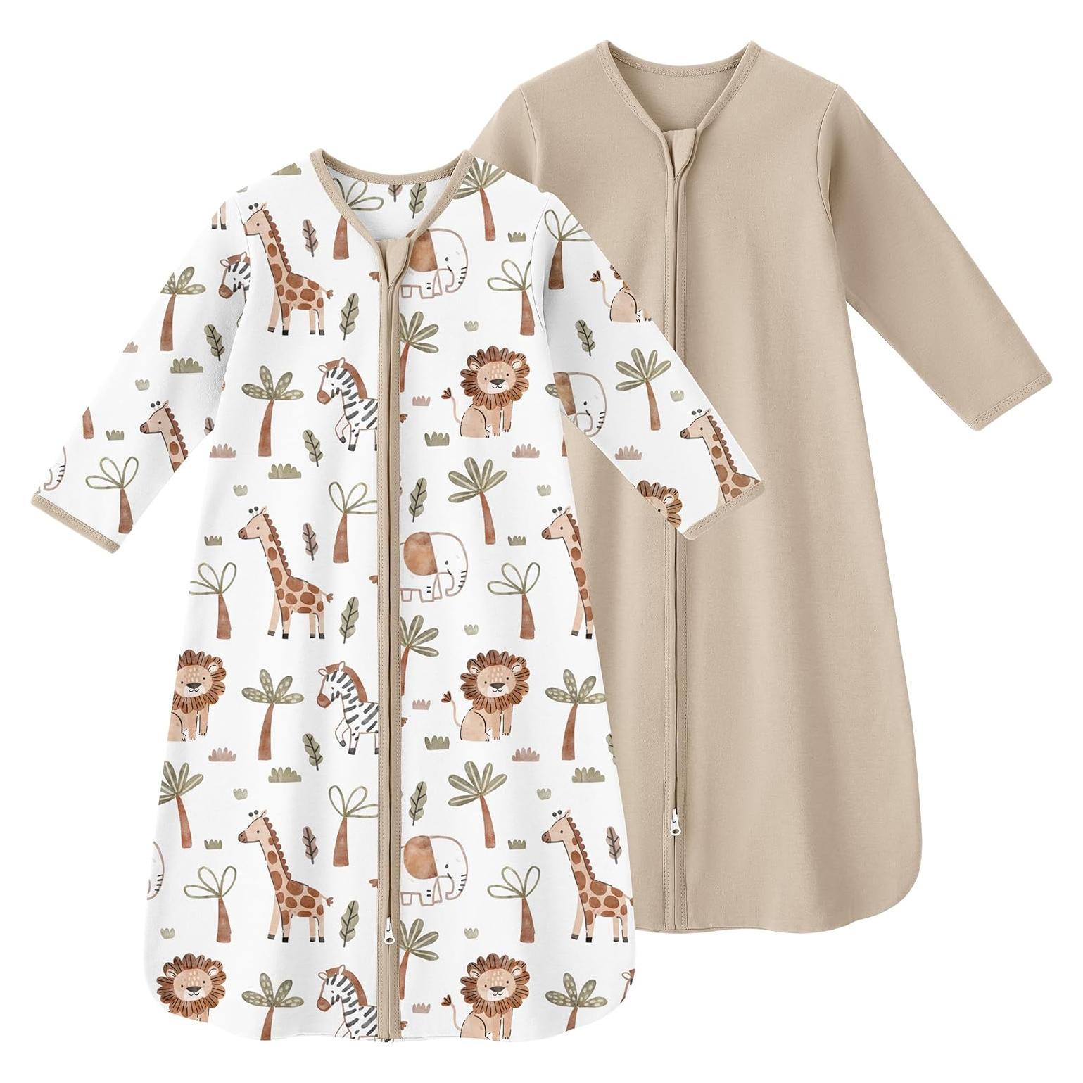 Saco de Sueño para Bebé 0-6 Meses Algodón 0.5 Tog 2 Piezas