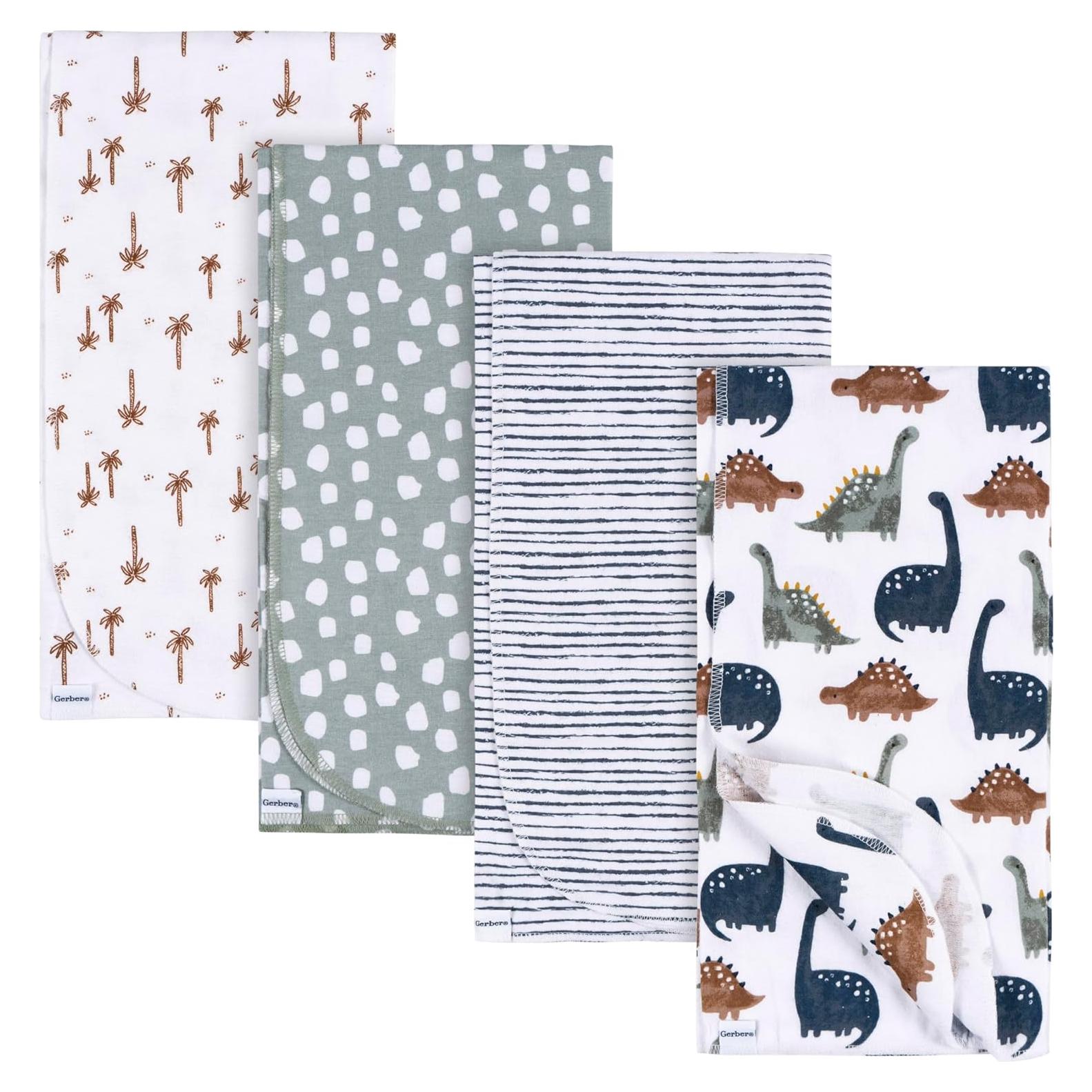 Mantas de Recepción Gerber 100% Algodón Unisex Bebé 76x76 cm (4 Pzas)