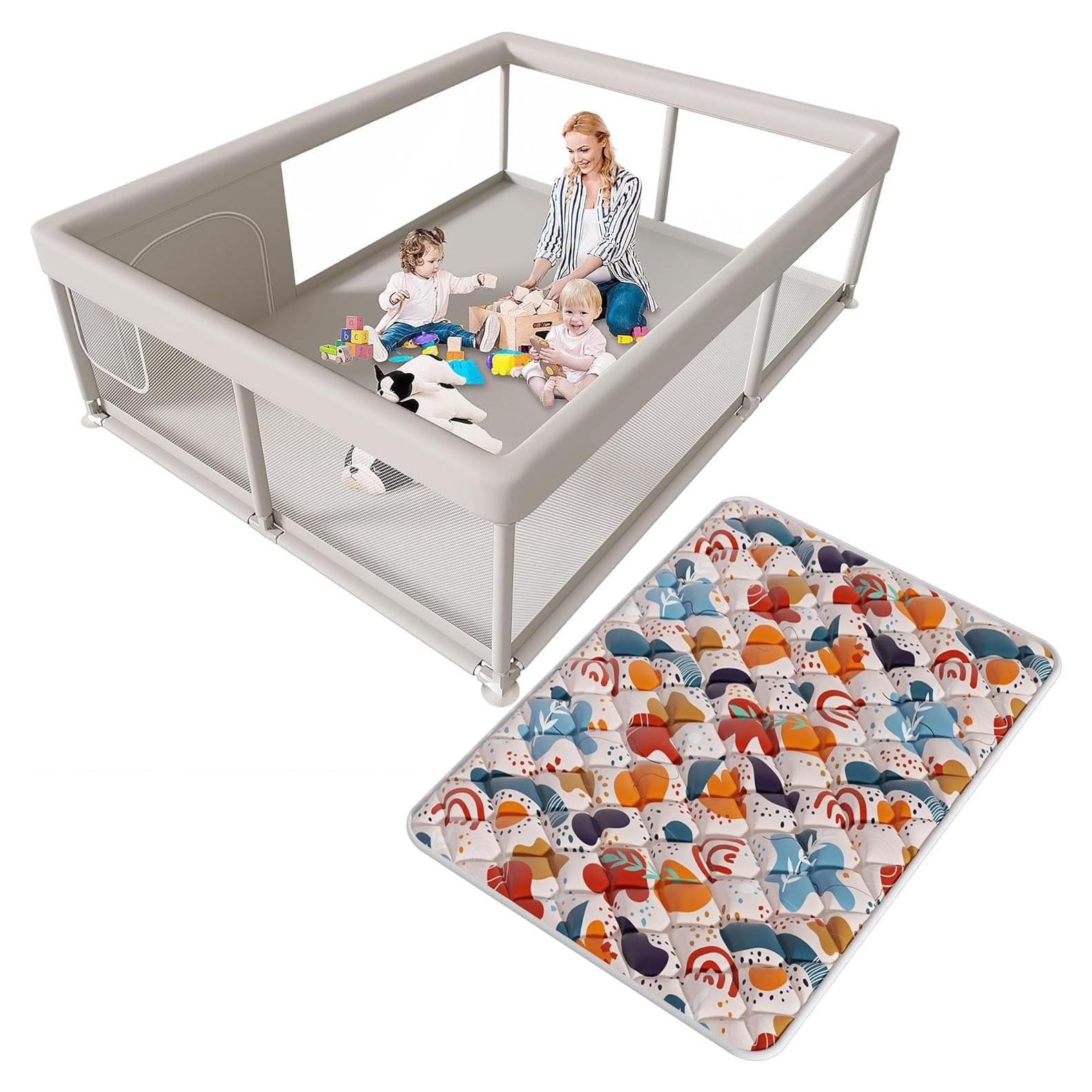 Parque Infantil Hiaksedt 165x127 cm con Alfombra y Puerta