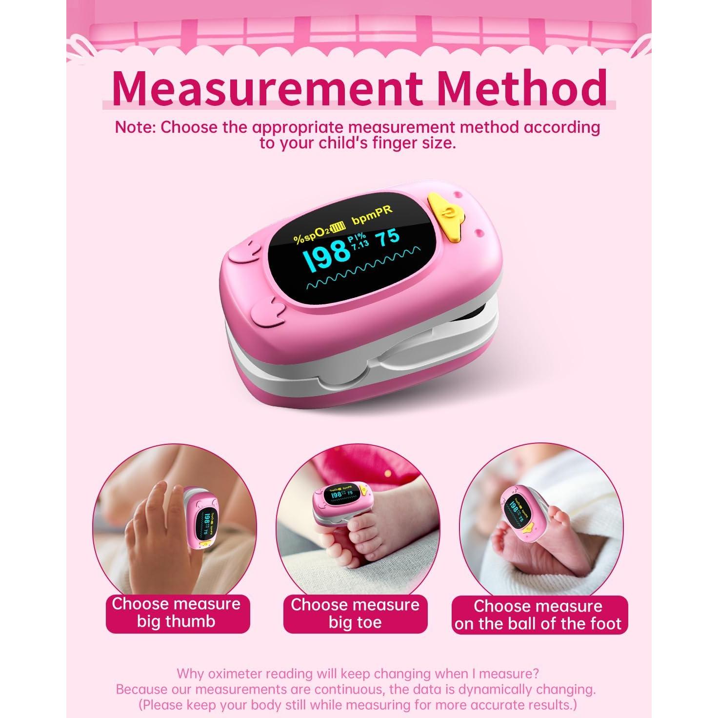 Oxímetro de Pulso Infantil HealthTree JKS50A Rosa, OLED