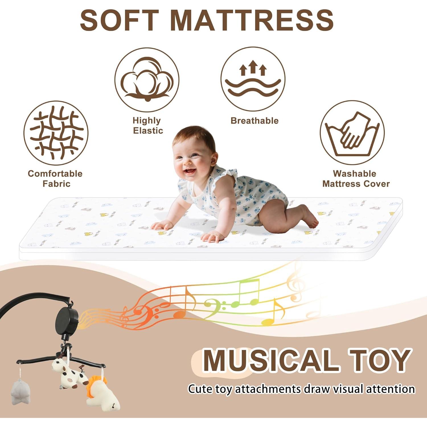 Cuna de lado para bebé Donpemu 3 en 1 ajustable negra